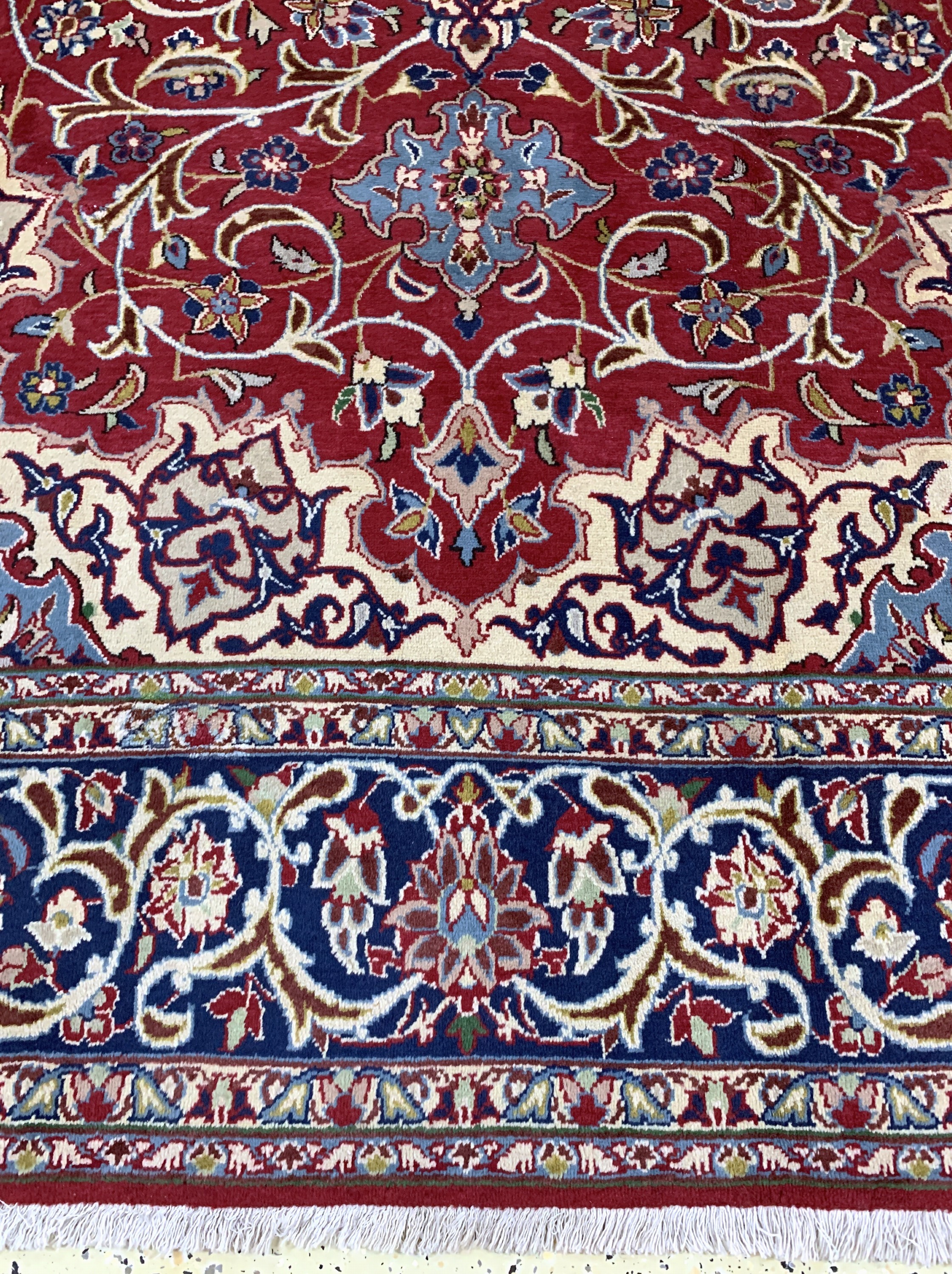 Detail b: Najafabad, Persien, Mitte 20.Jhd, Wolle aufBaumwolle, ca. 318 x 210 cm, EHZ: 2, (restauriert)