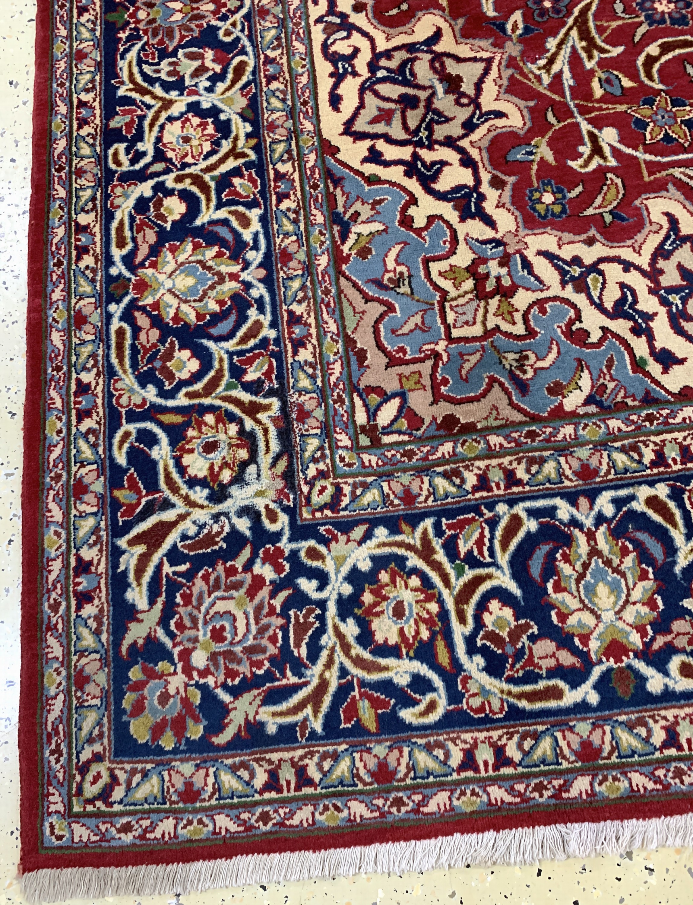 Detail c: Najafabad, Persien, Mitte 20.Jhd, Wolle aufBaumwolle, ca. 318 x 210 cm, EHZ: 2, (restauriert)