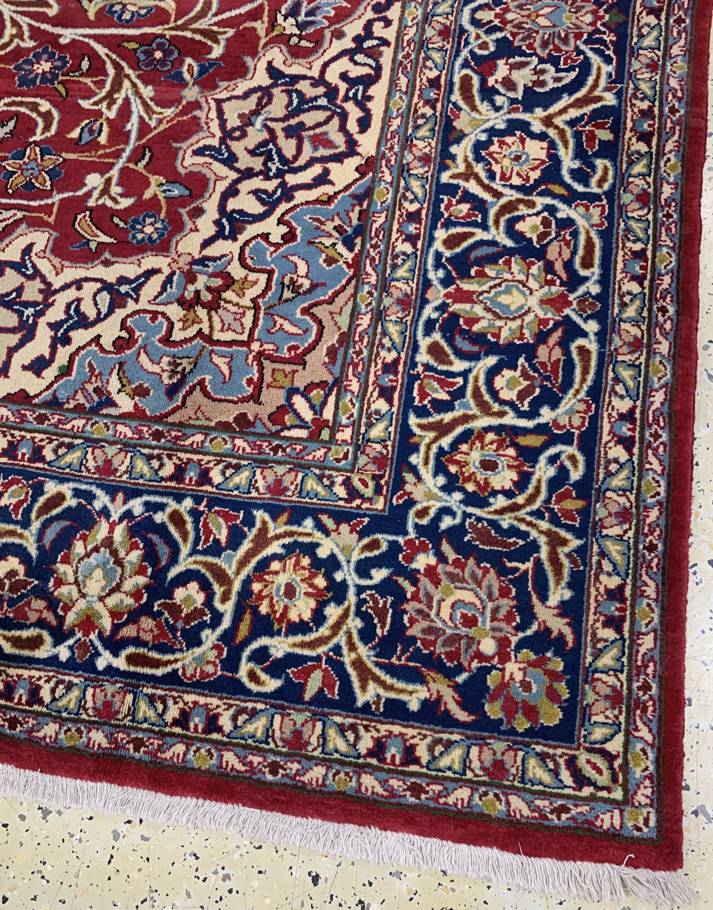 Detail e: Najafabad, Persien, Mitte 20.Jhd, Wolle aufBaumwolle, ca. 318 x 210 cm, EHZ: 2, (restauriert)