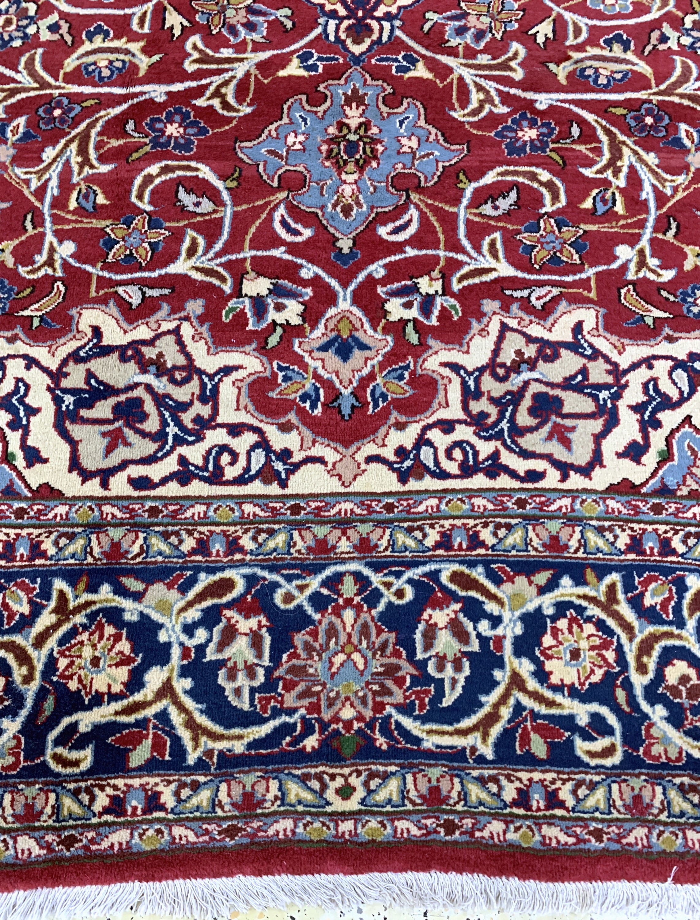 Detail f: Najafabad, Persien, Mitte 20.Jhd, Wolle aufBaumwolle, ca. 318 x 210 cm, EHZ: 2, (restauriert)