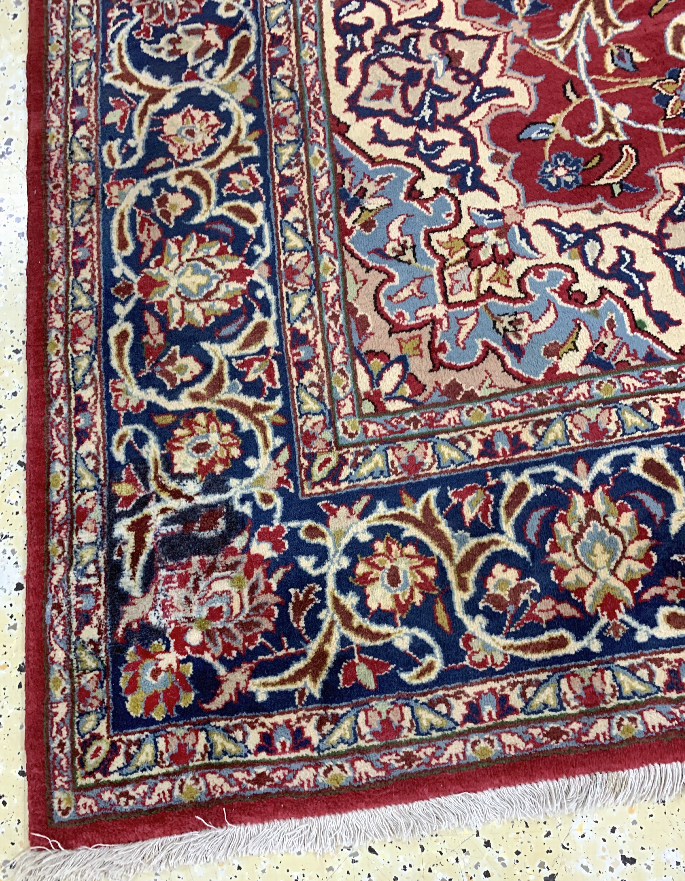 Detail g: Najafabad, Persien, Mitte 20.Jhd, Wolle aufBaumwolle, ca. 318 x 210 cm, EHZ: 2, (restauriert)