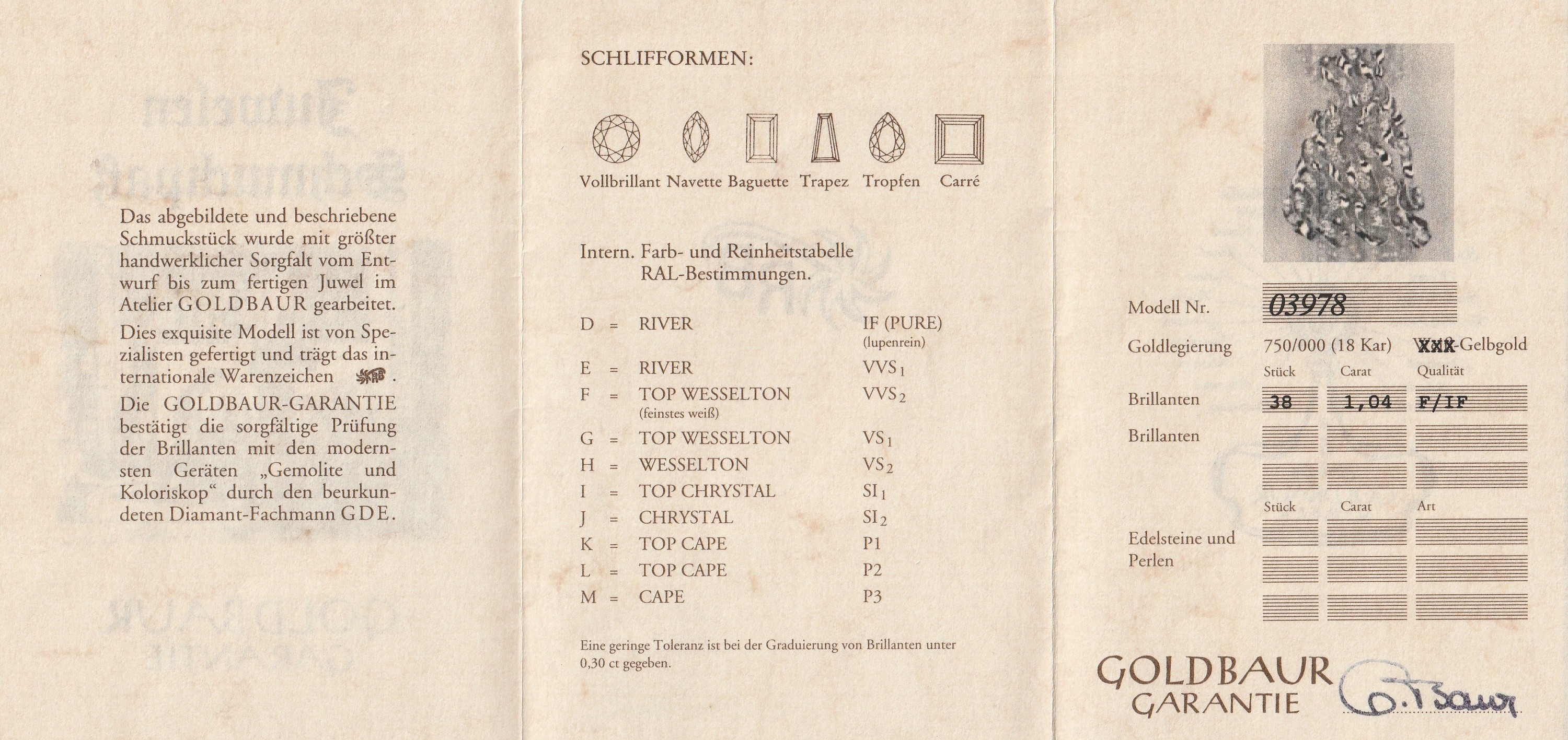 Detail a: Zuchtperl-Collier mit 18 kt Gold Brillant- Mittelteil, GG 750/000, 5-rhg. unrunde Biwa-Perlen, Mittelteil aus geschwungenen Elementen mit 38 ...