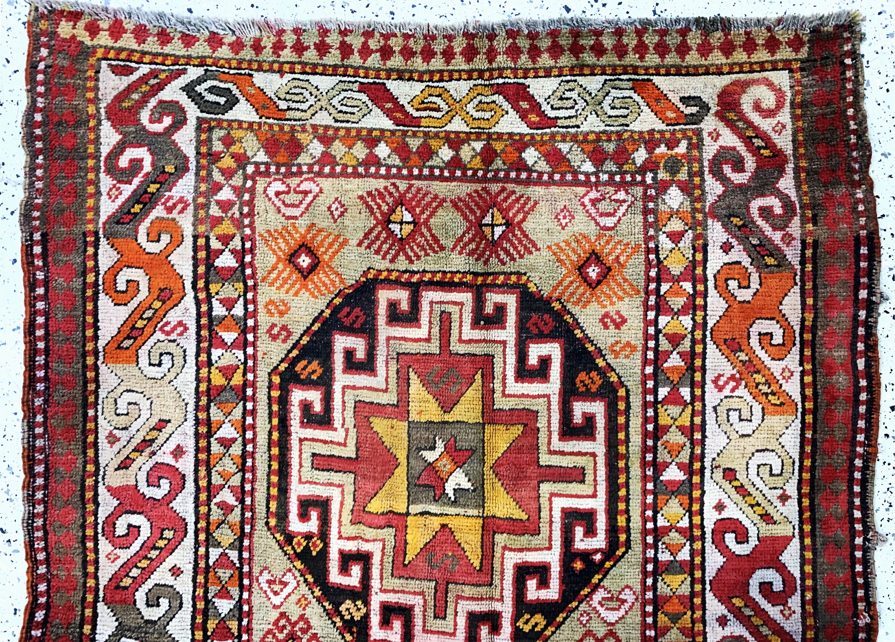 Detail a: Kazak antik, Kaukasus, um 1900, Wolle auf Wolle, ca. 332 x 140 cm, EHZ: 3