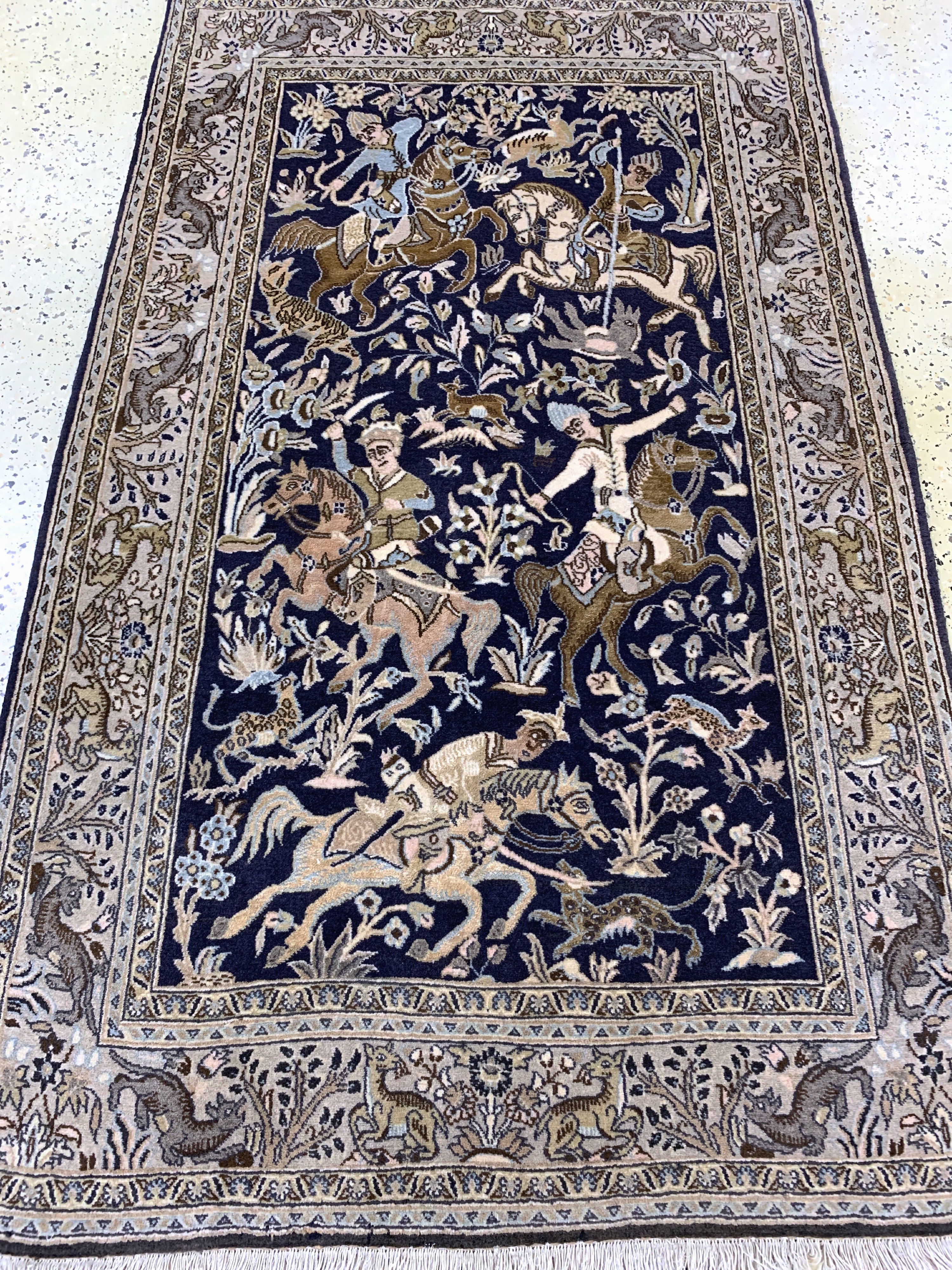 Detail d: Ghom alt, Persien, Mitte 20.Jhd, Wolle mit Seide, ca. 175 x 106 cm, EHZ: 2, (kleine restaurierung)
