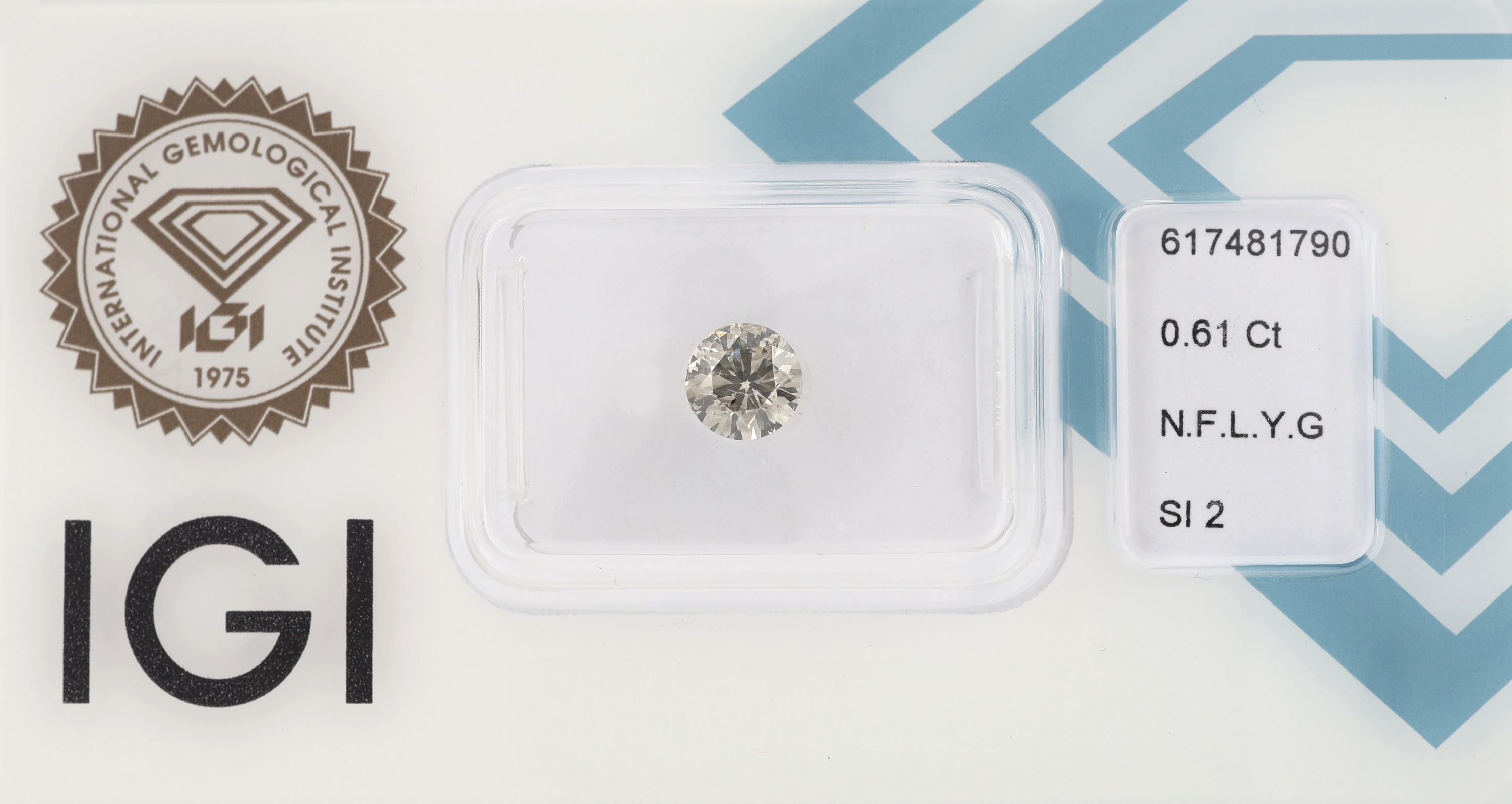 Loser Brillant 0.61 ct, Gelb-Grün/si2 mit IGI-Expertise, verschweißt