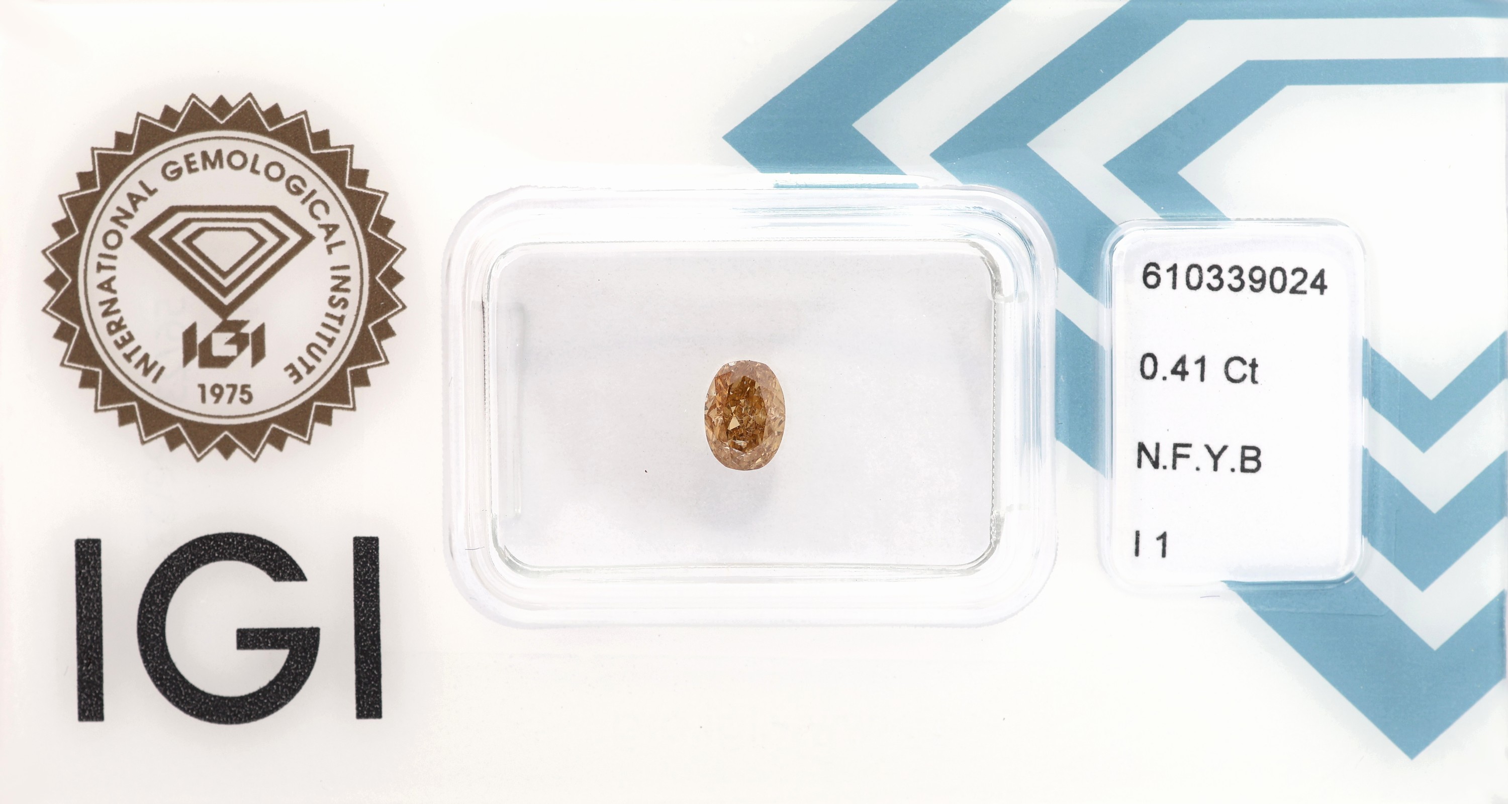 Loser Diamant 0.41 ct Gelb-Braun/p1, oval, mit IGI-Expertise, verschweißt
