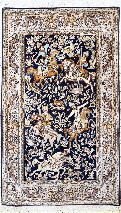Image Qum old, Persia, mid-20th century, wool with silk, approx. 175 x 106 cm, condition: 2, ...