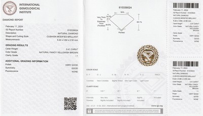 26860096a - Loser Diamant 0.41 ct Gelb-Braun/p1, oval, mit IGI-Expertise, verschweißt