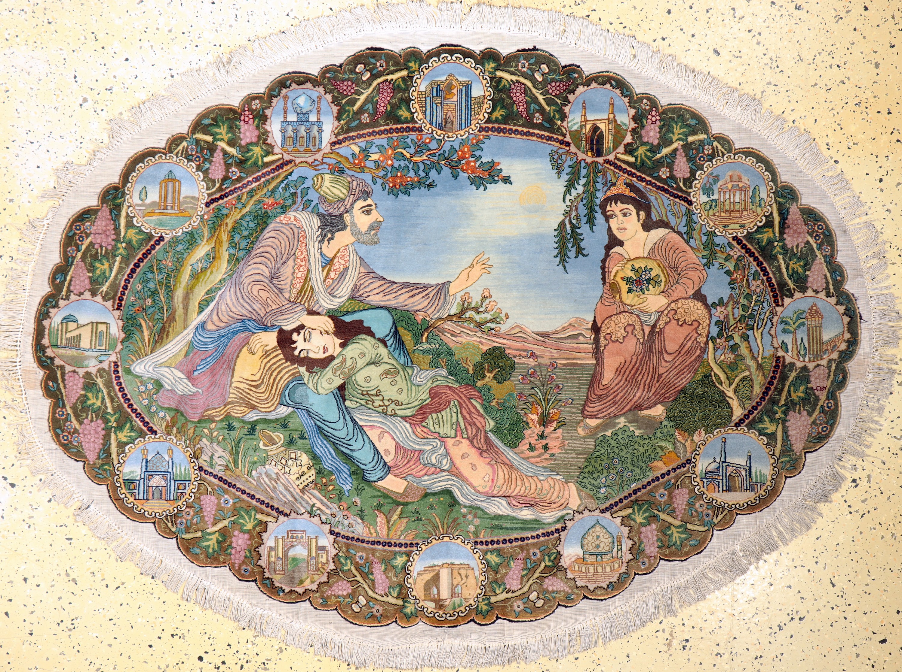 Täbriz fein(50 Raj), Persien, Mitte 20.Jhd,Korkwolle mit Seide, ca. 180 x 130 cm, Mottenfraß, EHZ: 2