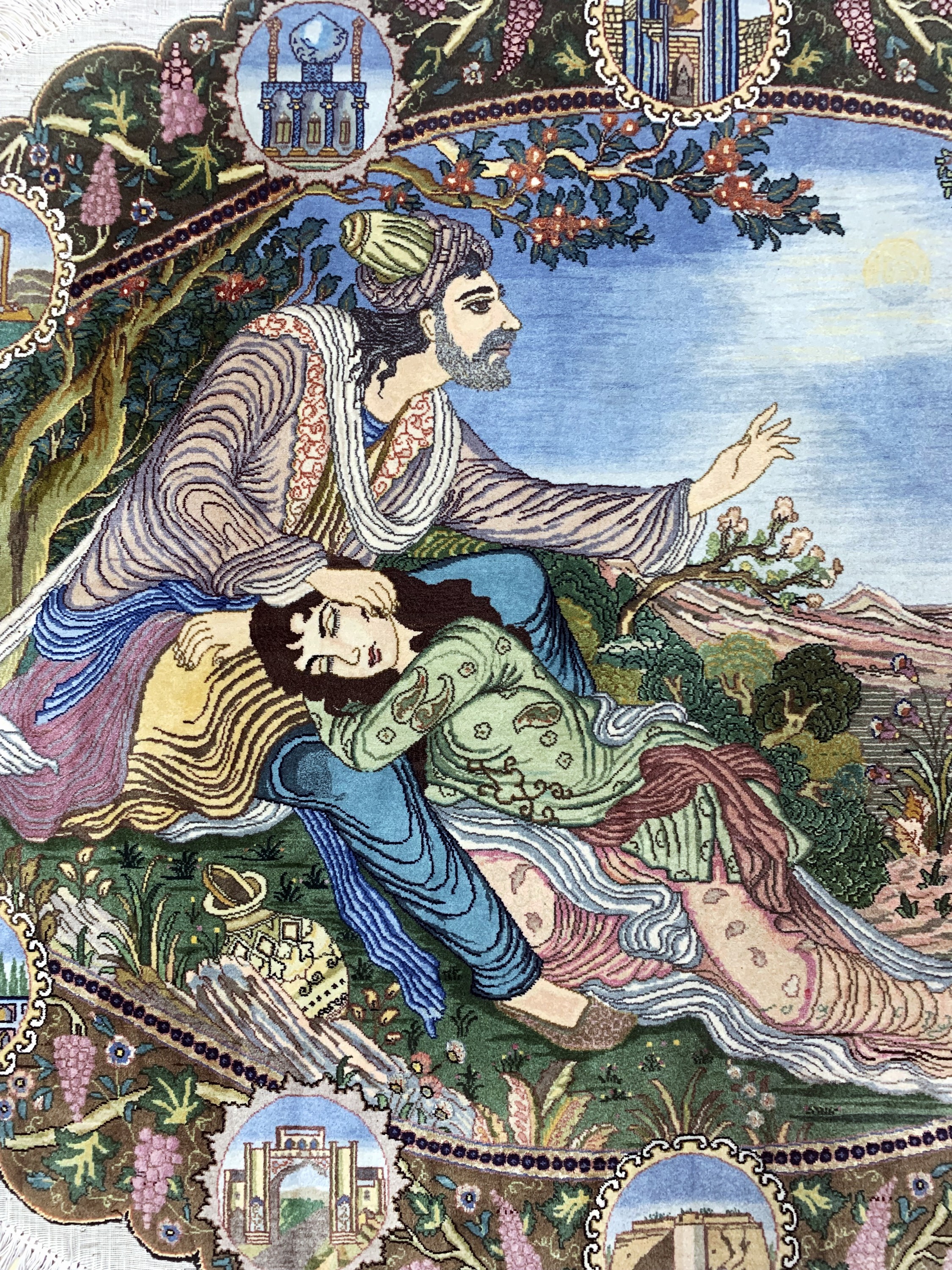 Detail b: Täbriz fein(50 Raj), Persien, Mitte 20.Jhd,Korkwolle mit Seide, ca. 180 x 130 cm, Mottenfraß, EHZ: 2