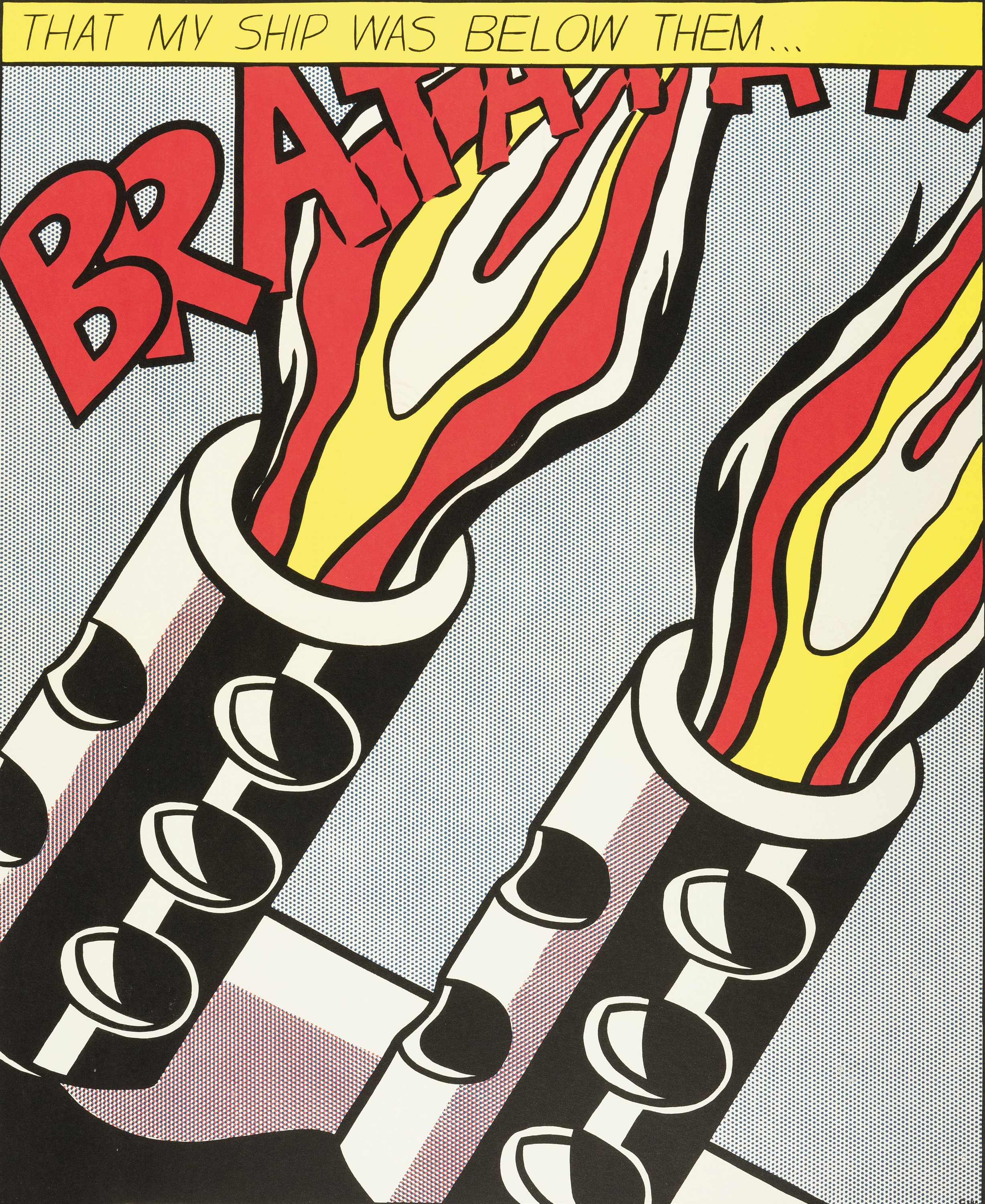nach Roy Lichtenstein (1923-1997), That my shlip was below them... aus der dreiteiligen Serie: As I opened fire von 1964, Farboffset, hrsg. Stedelijk ...