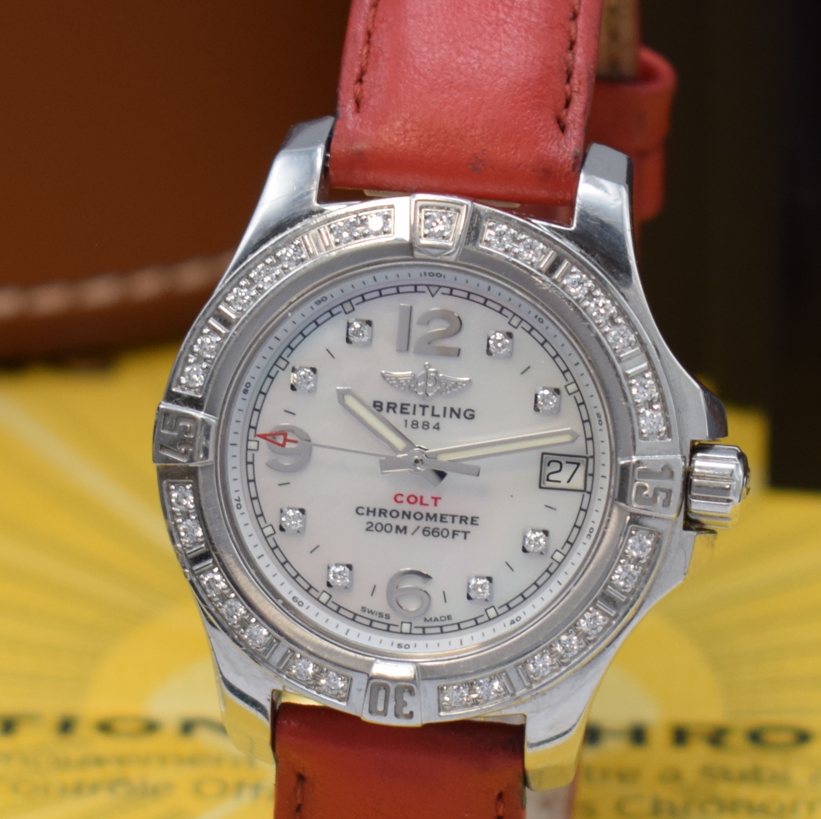 Detail a: BREITLING Colt Armbanduhr Chronometer mit Diamanten Referenz A77388, Schweiz verk. lt. beil. Pap. 09/2017, quarz, Boden u. Krone verschr., m. ...