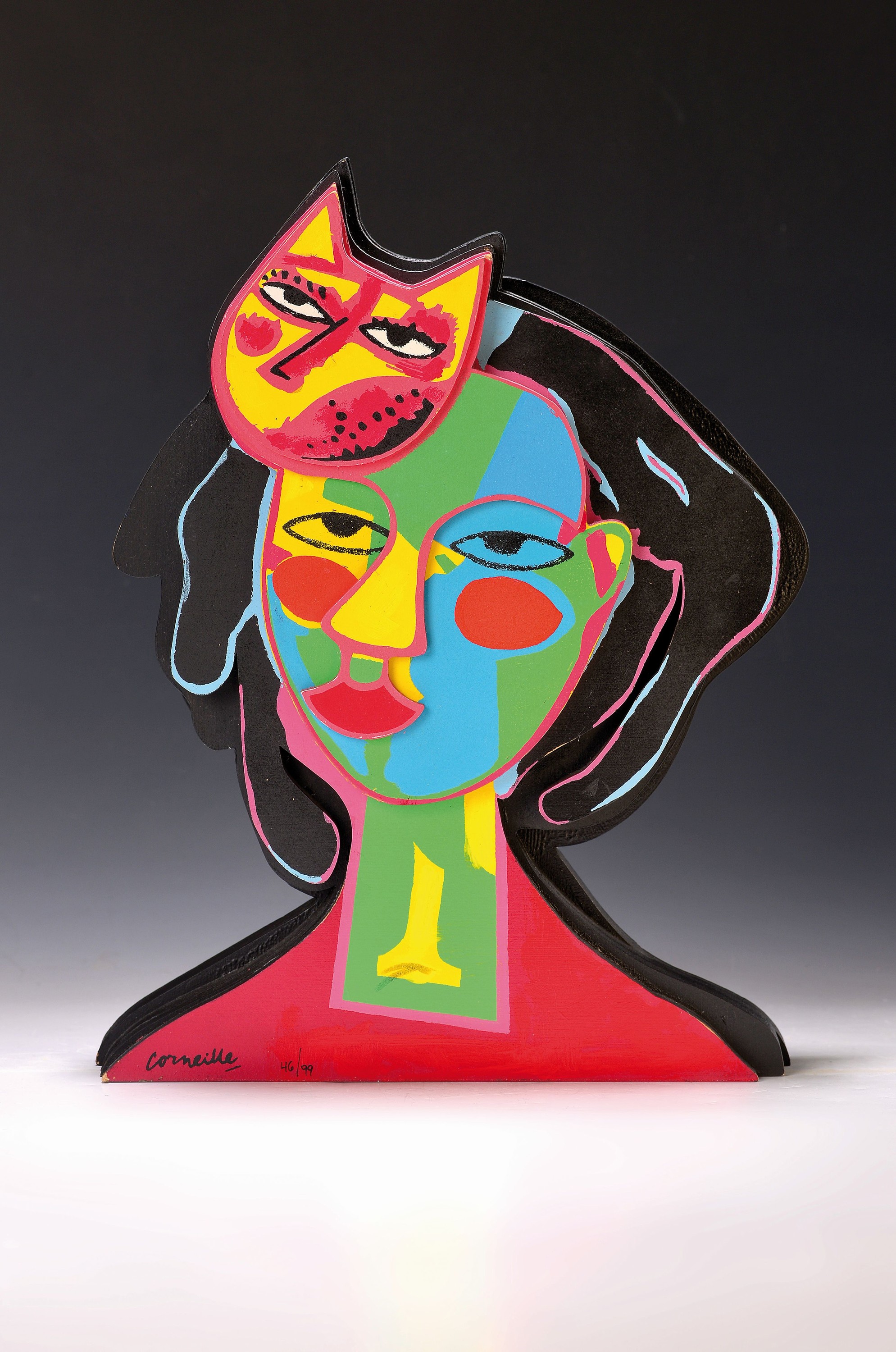 Detail k: Corneille, 1922-2010, Holzskulptur polychrom gefaßt, sign. und num. 46/99, H. ca. 35cm
