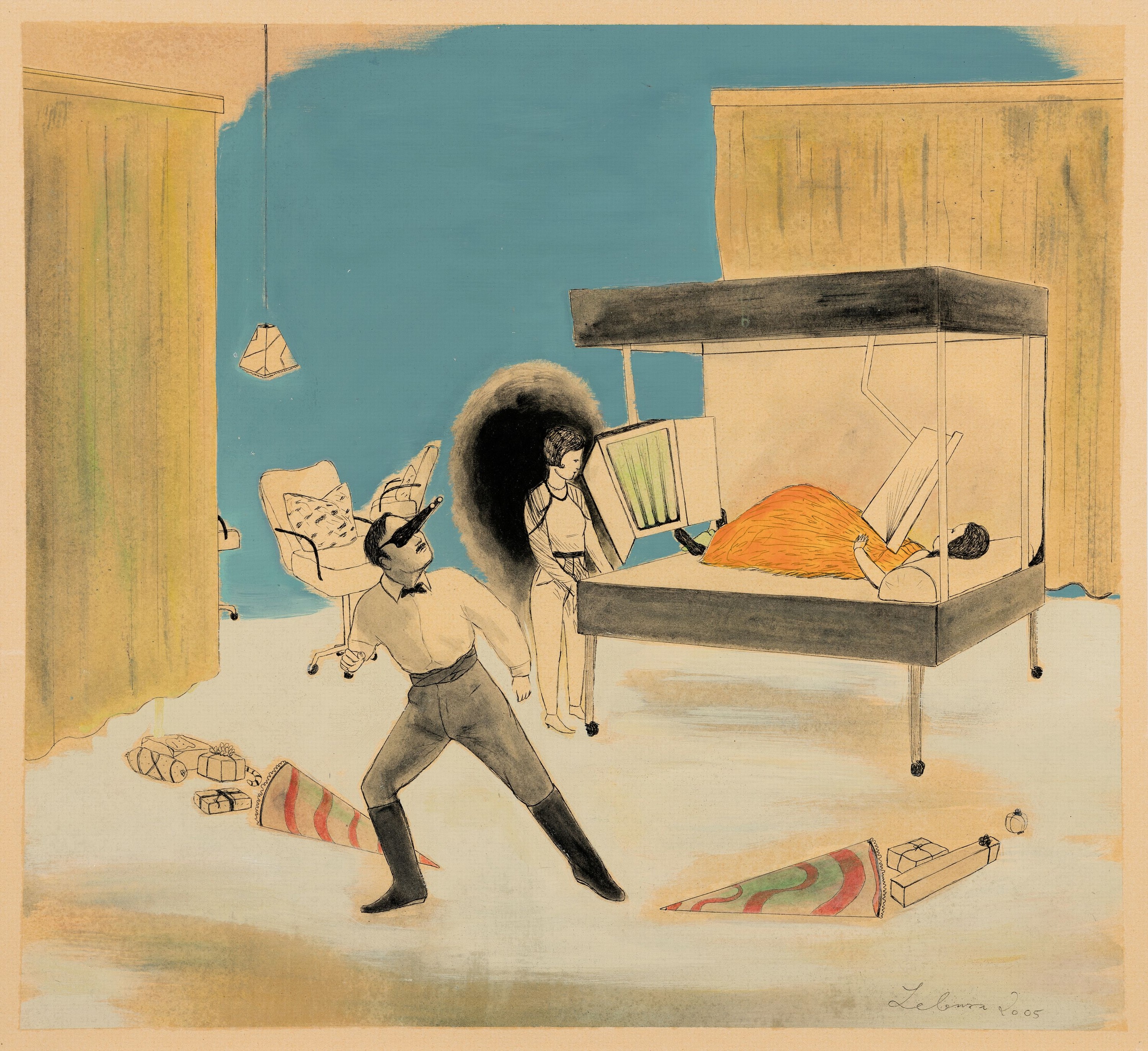 Corinne von Lebusa, geb. 1978 Herzberg, Albatroso, Mischtechnik auf Papier, rechts unten sign. und dat. 2005, rückseitig betitelt, ca. 53x57cm