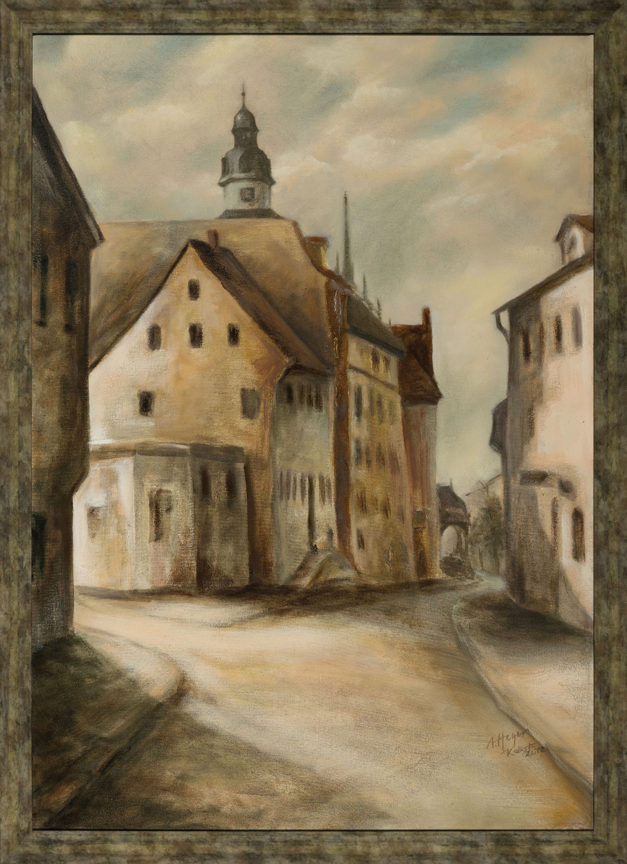 Detail k: Albrecht Heger, geb. 1958 Zeitz, Die Kalkstr. in Zeitz, Öl/LWd, rechts unten signiert und betitelt, ca. 100x70cm, R. ca. 106x76cm, Studium an der ...