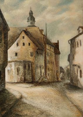 Image 26860736 - Albrecht Heger, geb. 1958 Zeitz, Die Kalkstr. in Zeitz, Öl/LWd, rechts unten ...