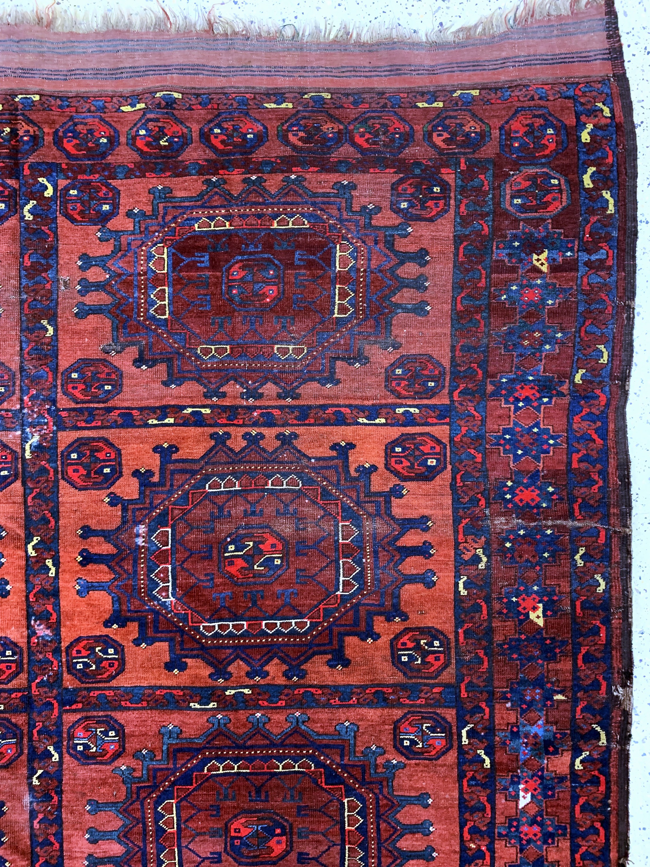 Detail d: Ersari antik, Turkmenistan, 19.Jhd, Wolle auf Wolle, ca. 293 x 226 cm, EHZ: 4