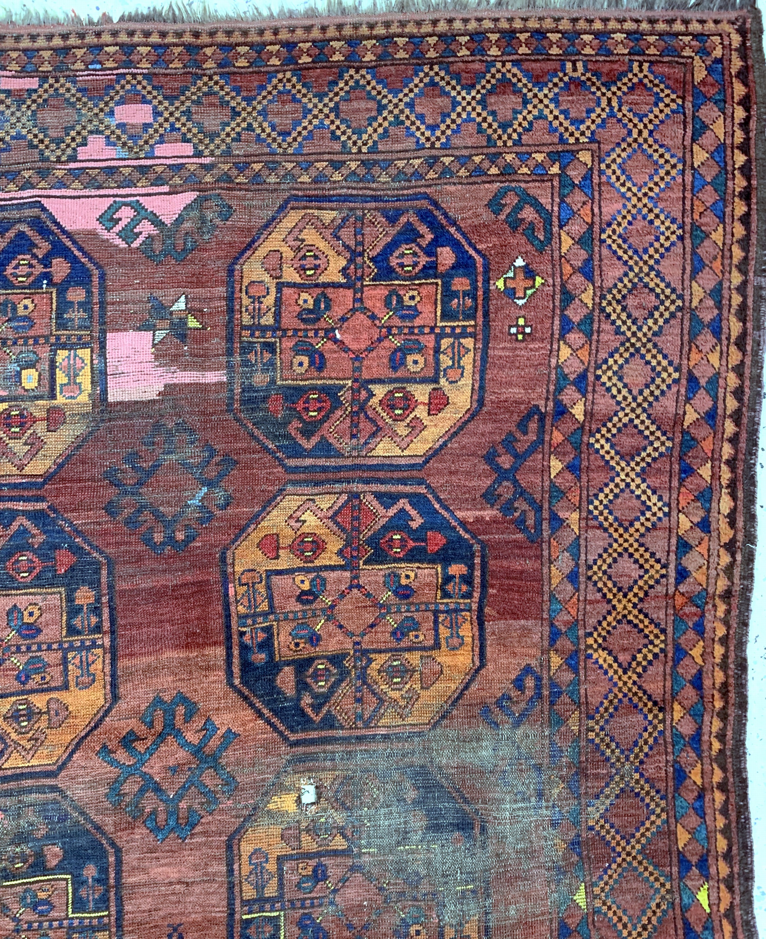 Detail e: Ersari antik, Turkmenistan, 19.Jhd, Wolle auf Wolle, ca. 288 x 201 cm, EHZ: 4