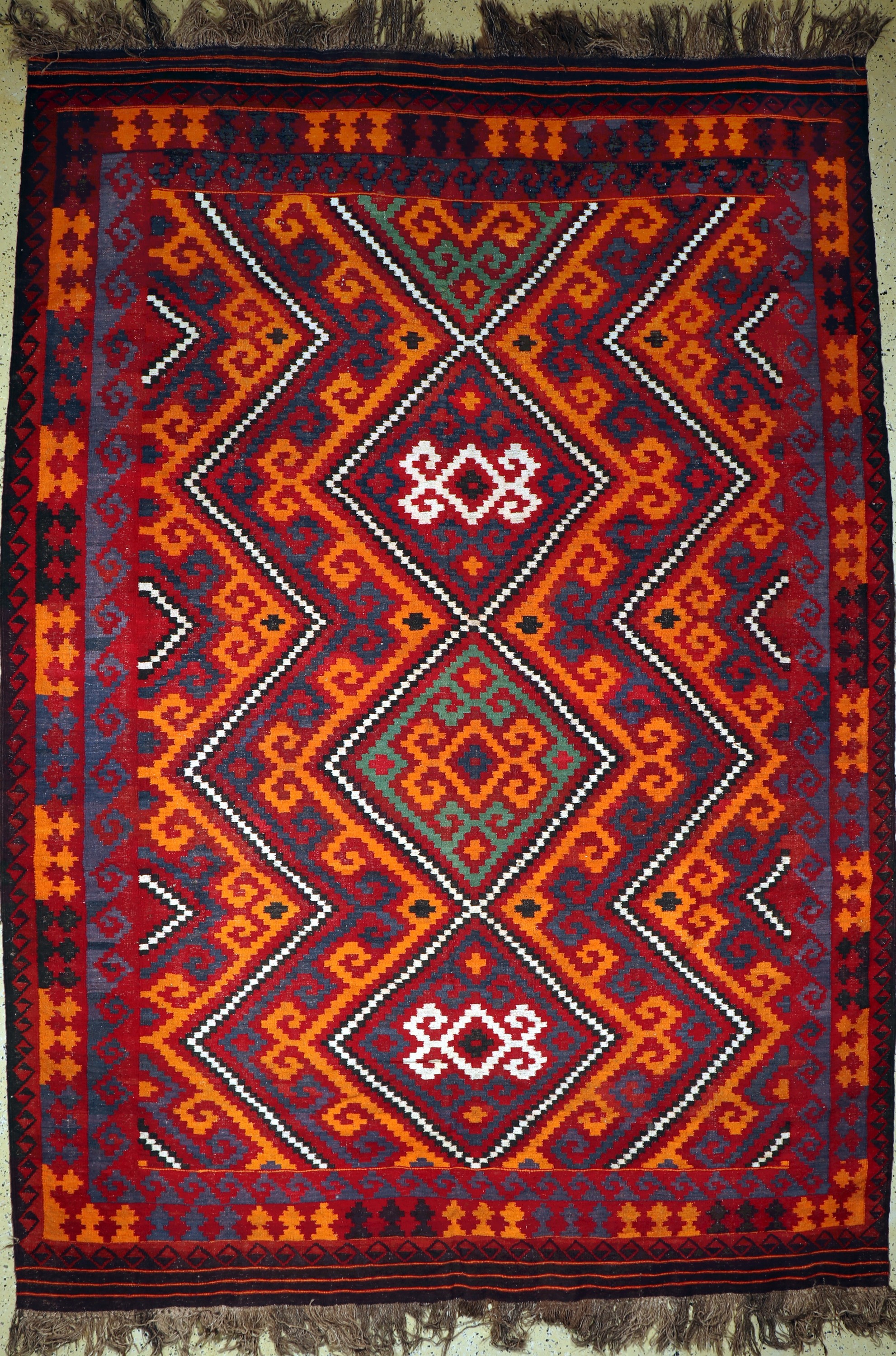 Maymeneh Kelim, Afghanistan, Mitte 20.Jhd, Wolle auf Wolle, ca. 368 x 255 cm, EHZ: 4