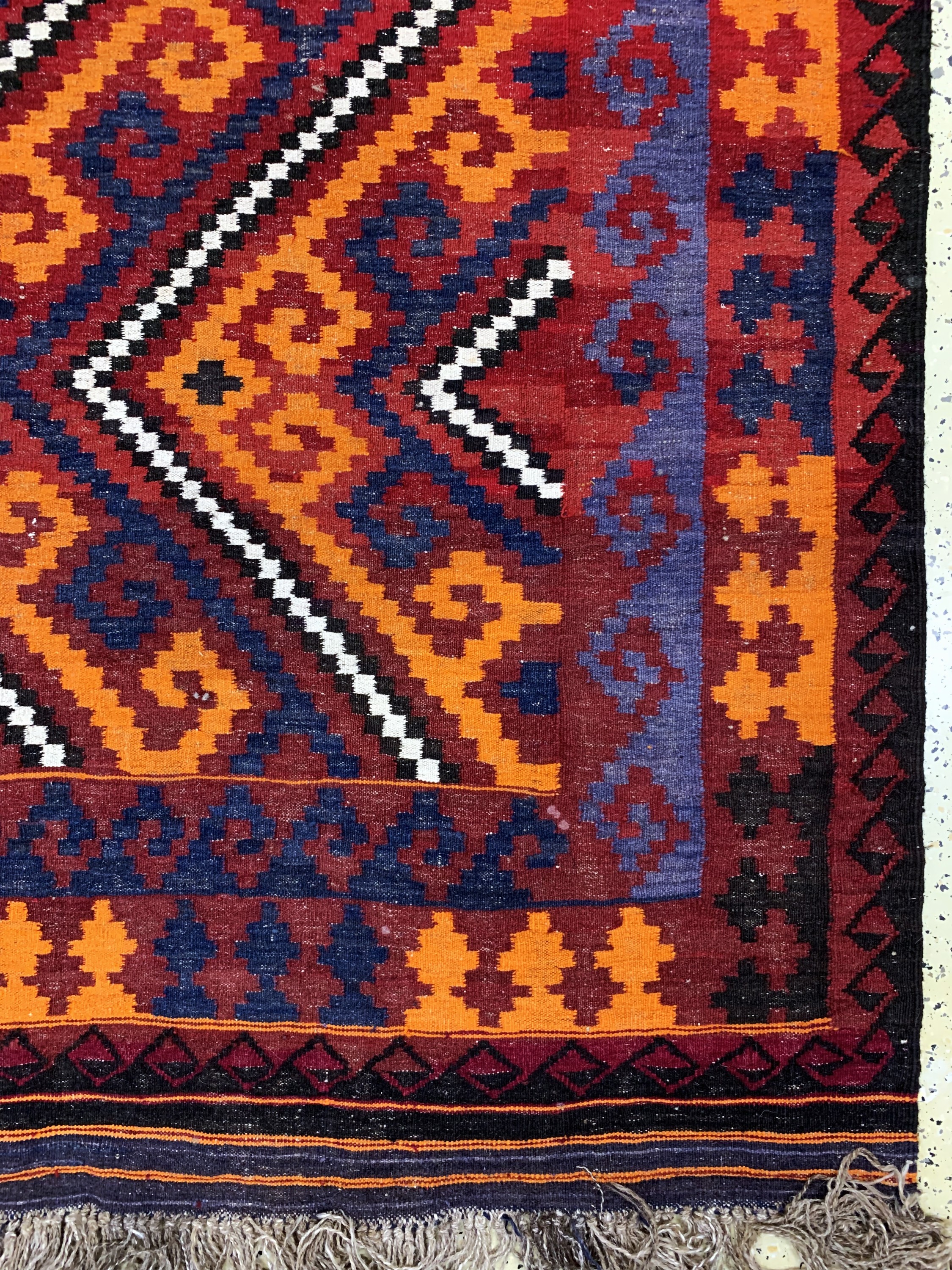 Detail a: Maymeneh Kelim, Afghanistan, Mitte 20.Jhd, Wolle auf Wolle, ca. 368 x 255 cm, EHZ: 4
