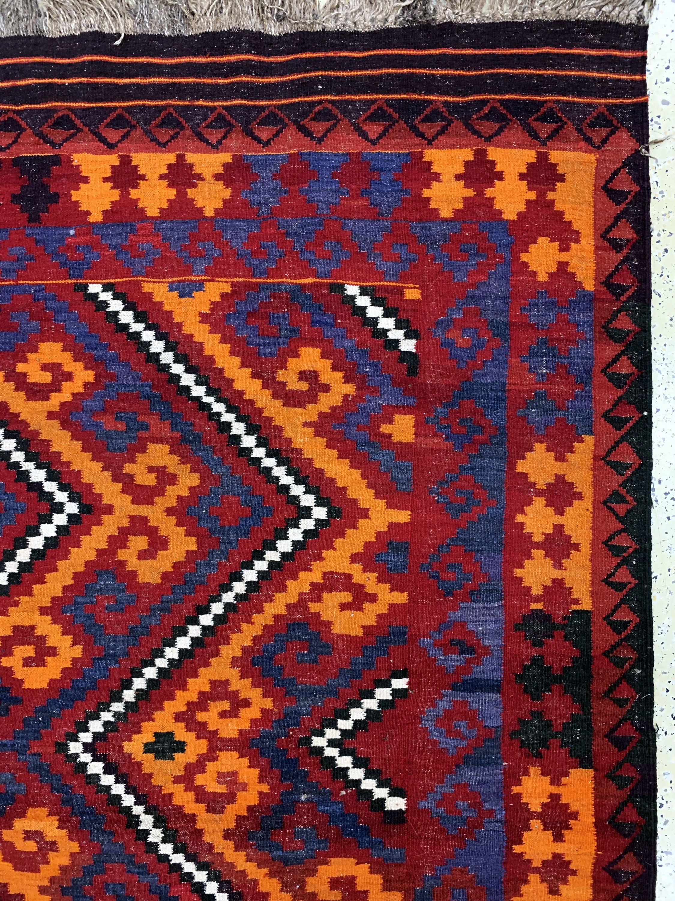 Detail d: Maymeneh Kelim, Afghanistan, Mitte 20.Jhd, Wolle auf Wolle, ca. 368 x 255 cm, EHZ: 4