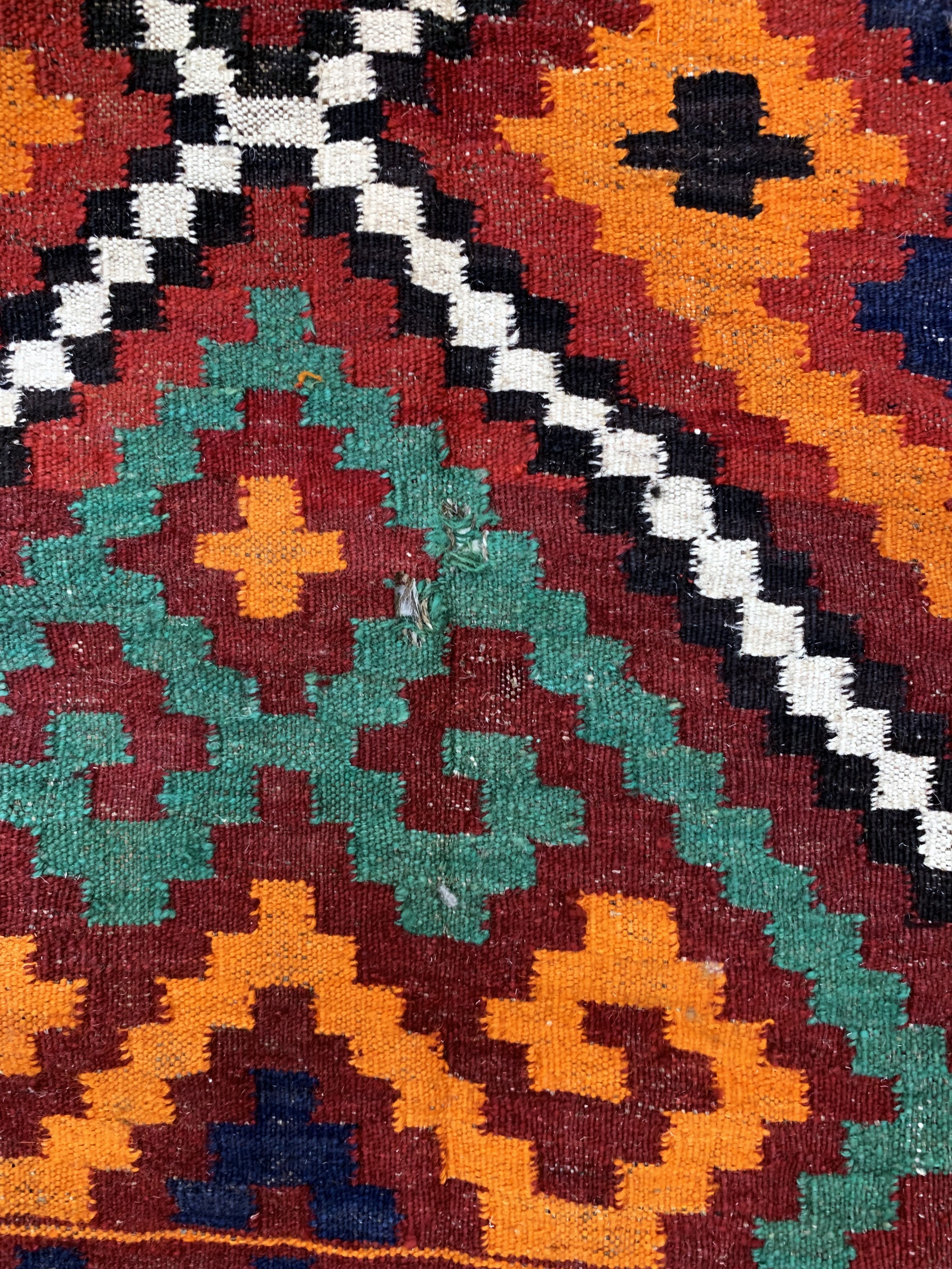 Detail e: Maymeneh Kelim, Afghanistan, Mitte 20.Jhd, Wolle auf Wolle, ca. 368 x 255 cm, EHZ: 4