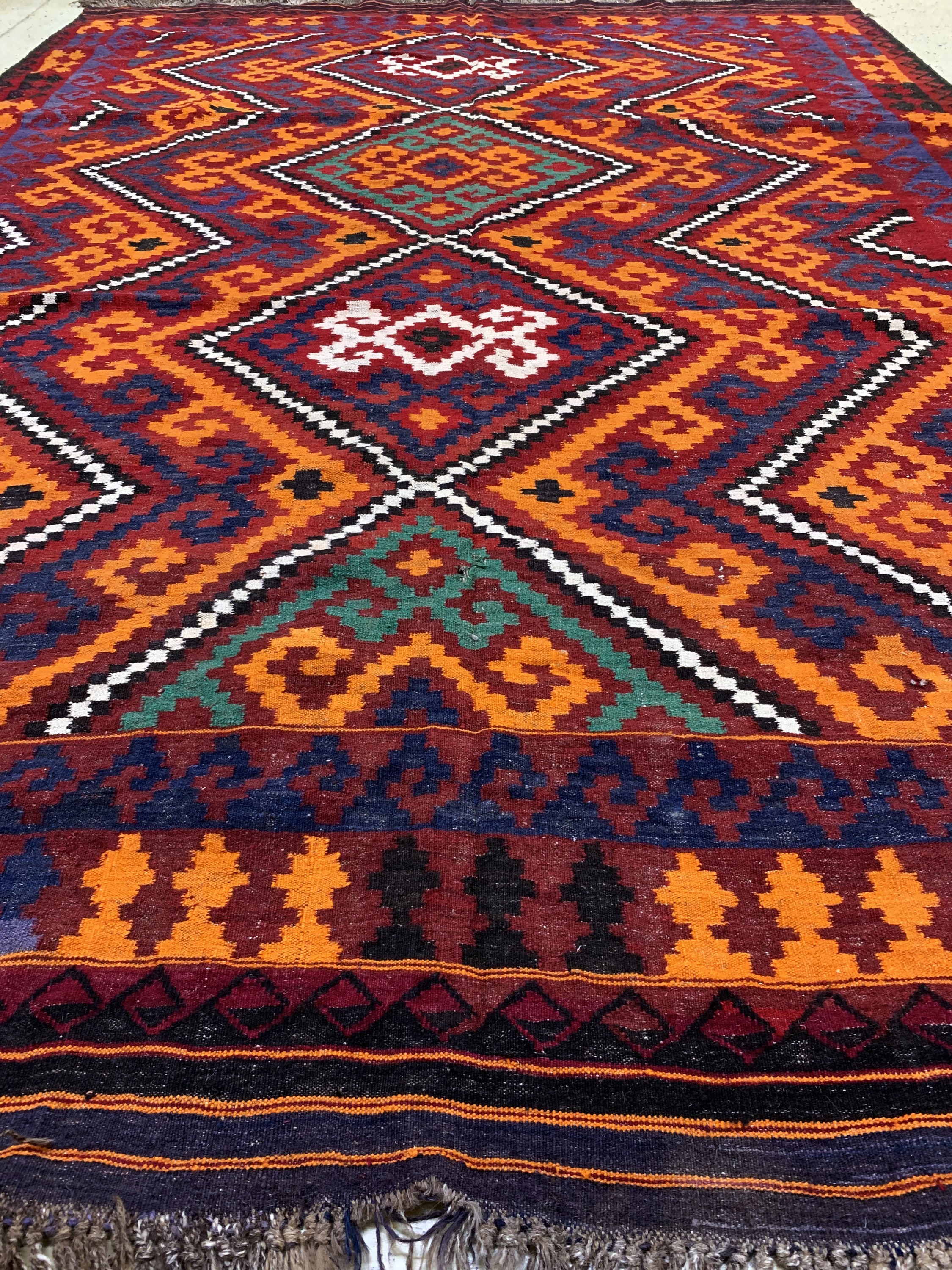 Detail f: Maymeneh Kelim, Afghanistan, Mitte 20.Jhd, Wolle auf Wolle, ca. 368 x 255 cm, EHZ: 4
