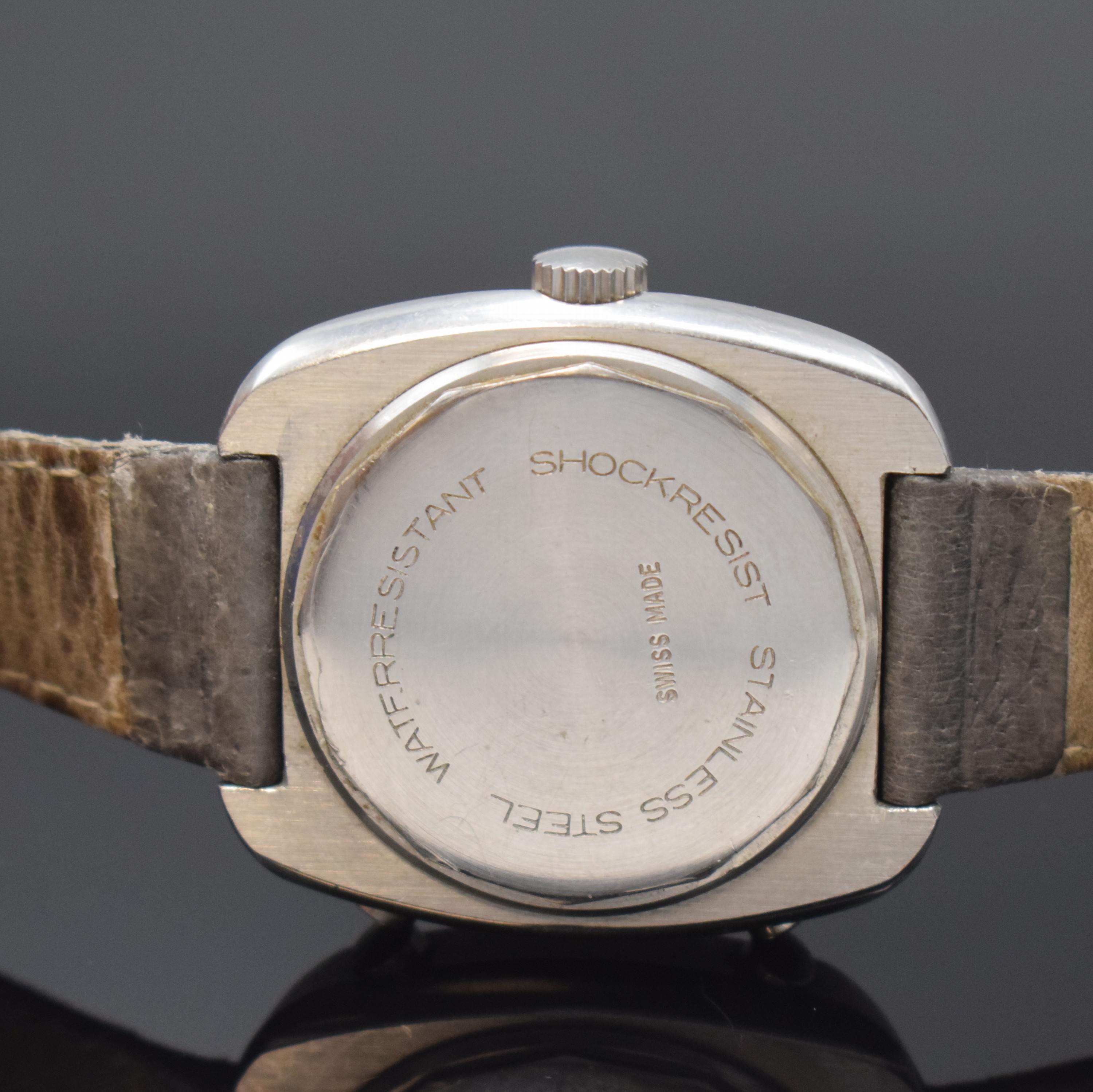 Detail d: DUGENA seltener vintage Armbandchronograph, Schweiz um 1968, Automatik mit Microrotor, Edelstahlgeh., Boden verschr., 30 Min.- Stoppz., Index bei 5 ...