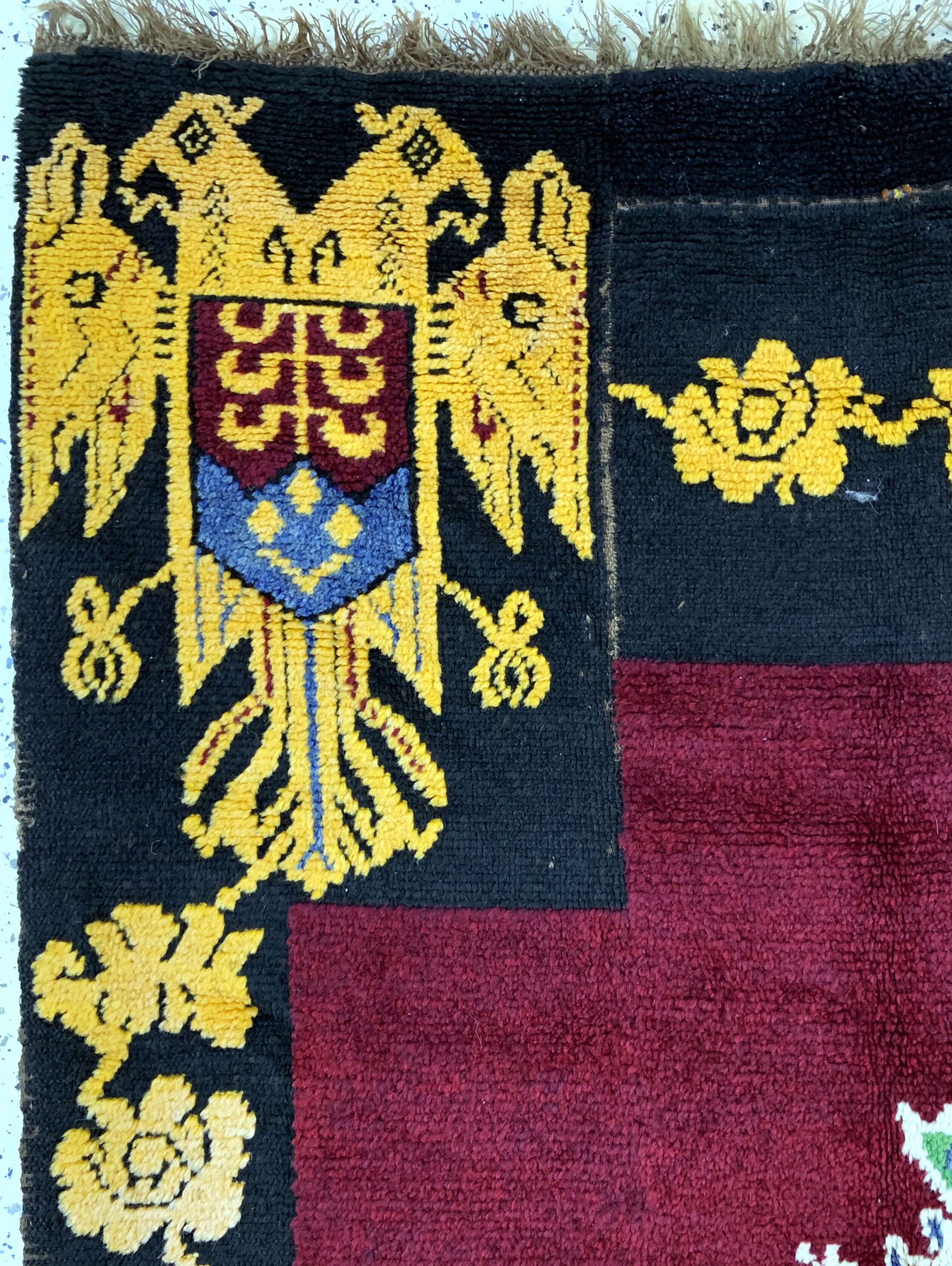 Detail d: 3 Bahniger"Wappen-Teppich", Türkei, Anfang 20.Jhd, Wolle auf Wolle, ca. 202 x 141 cm, EHZ: 2-3