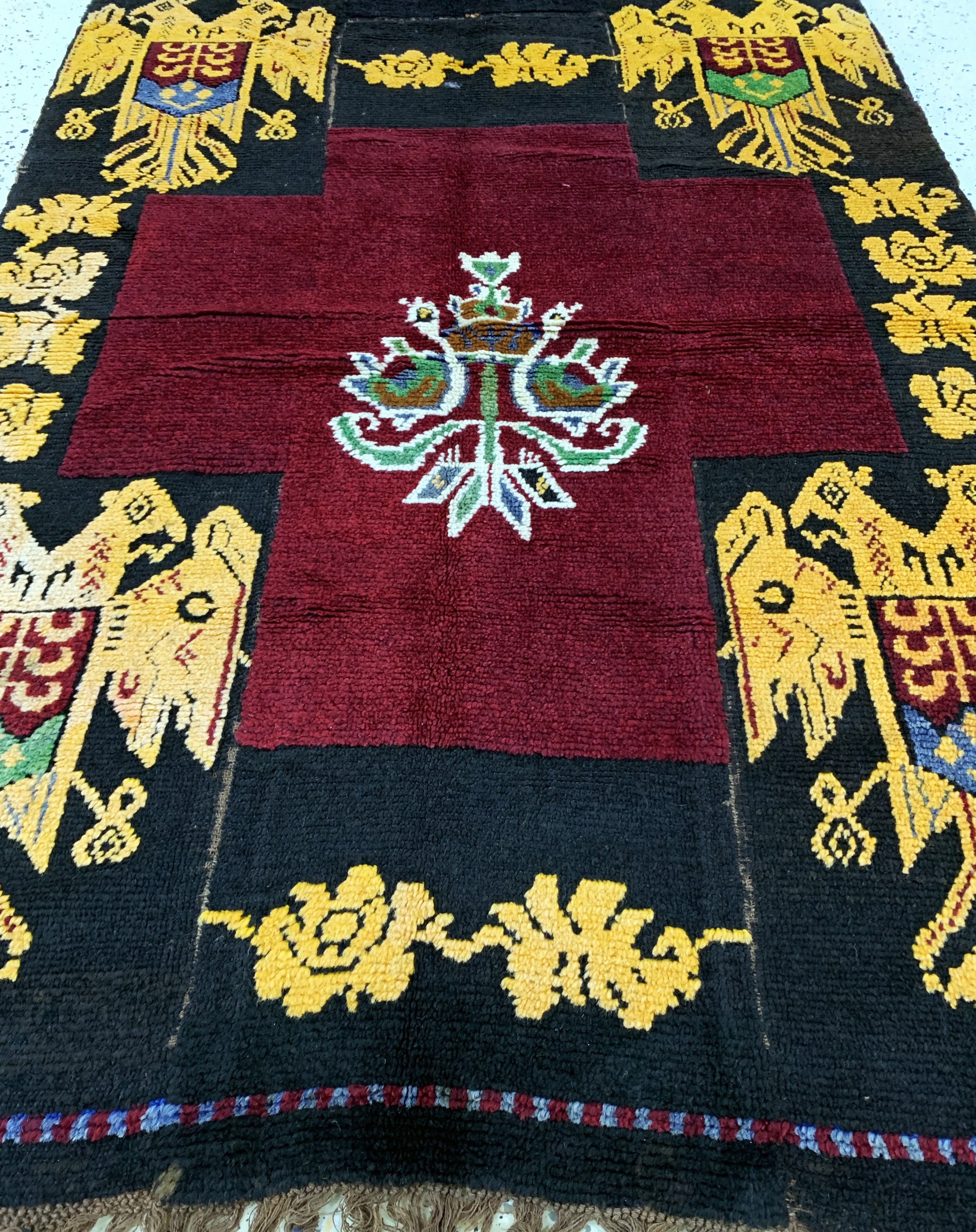 Detail f: 3 Bahniger"Wappen-Teppich", Türkei, Anfang 20.Jhd, Wolle auf Wolle, ca. 202 x 141 cm, EHZ: 2-3