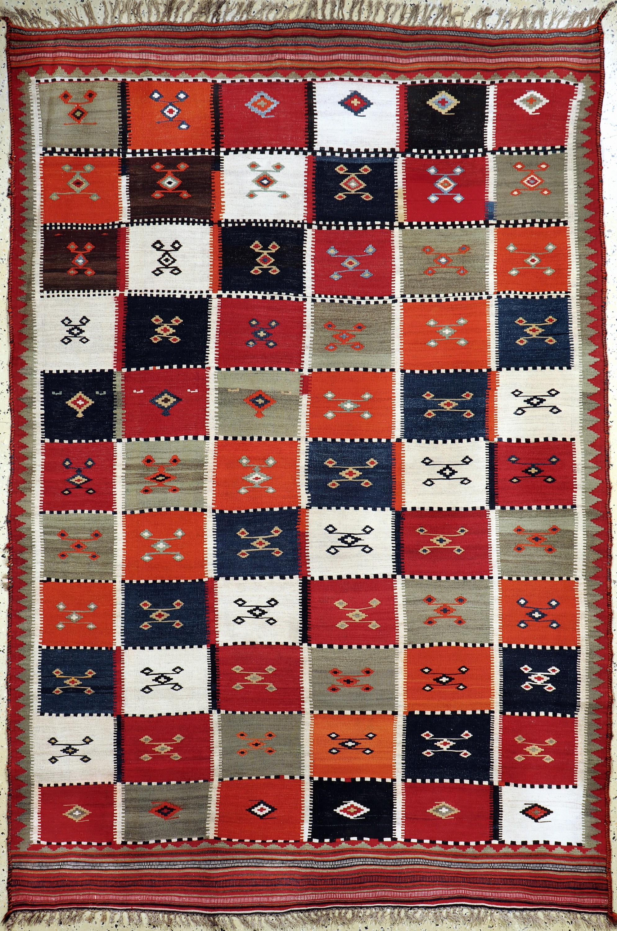 Ghaschgai Kelim antik, Persien, um 1900, Wolle auf Wolle, ca. 265 x 178 cm, EHZ: 2