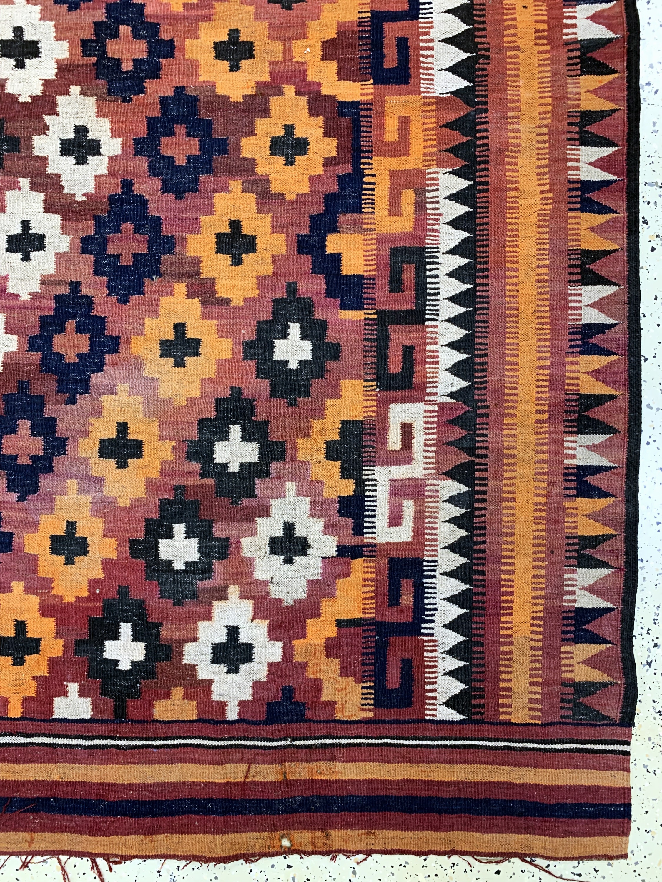 Detail a: Maymaneh Kelim, Afghanistan, Mitte 20.Jhd, Wolle auf Wolle, ca. 336 x 218 cm, EHZ: 3
