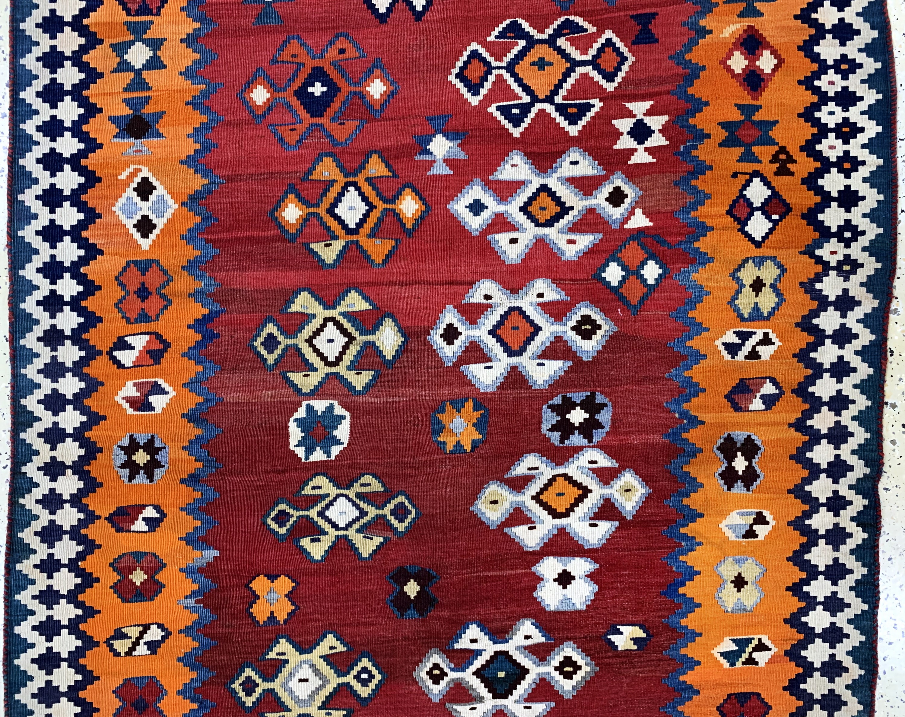 Detail b: Ghaschgai Kelim antik, Persien, um 1900, Wolle auf Wolle, ca. 334 x 131 cm, EHZ: 1-2