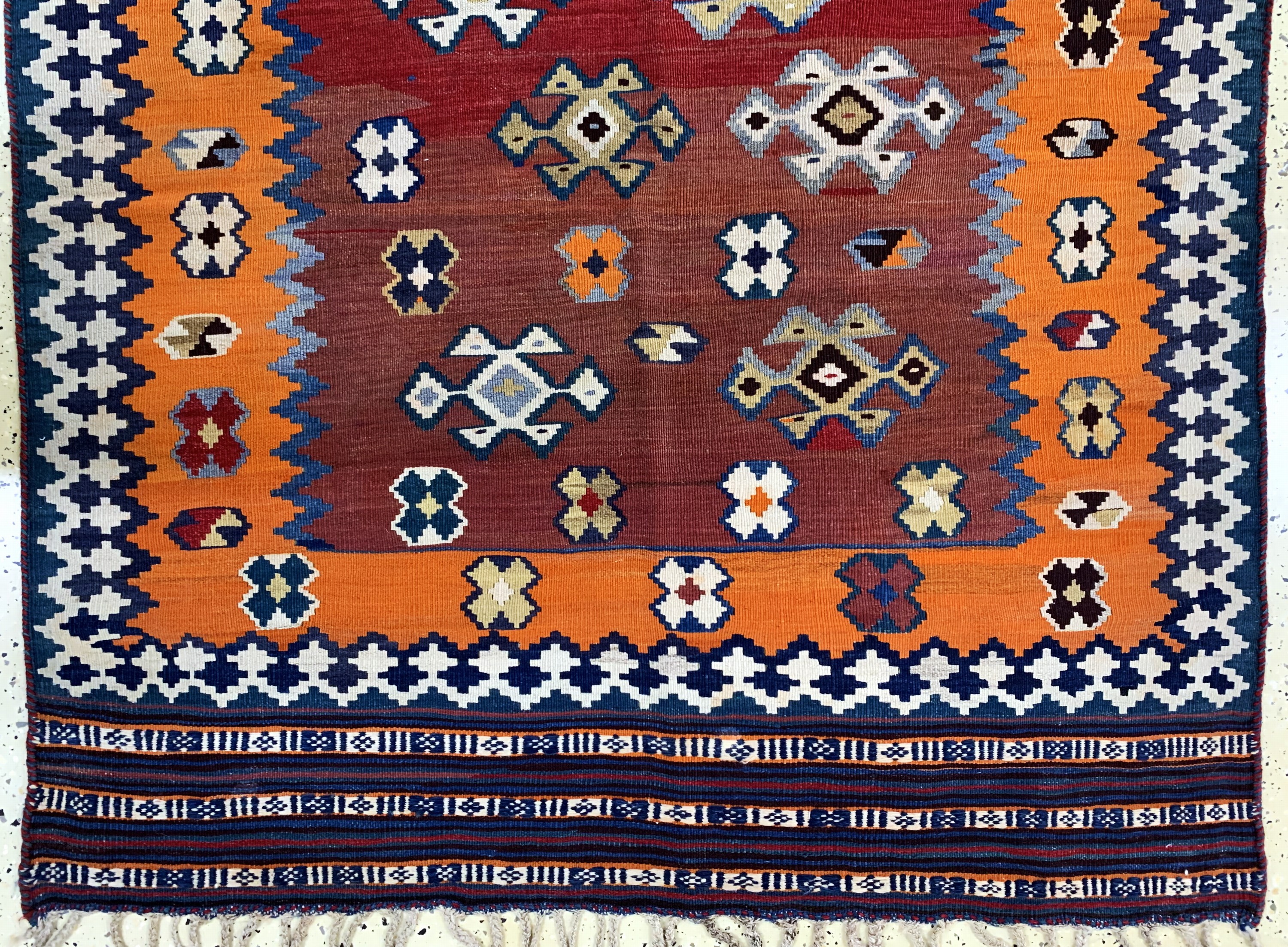 Detail c: Ghaschgai Kelim antik, Persien, um 1900, Wolle auf Wolle, ca. 334 x 131 cm, EHZ: 1-2
