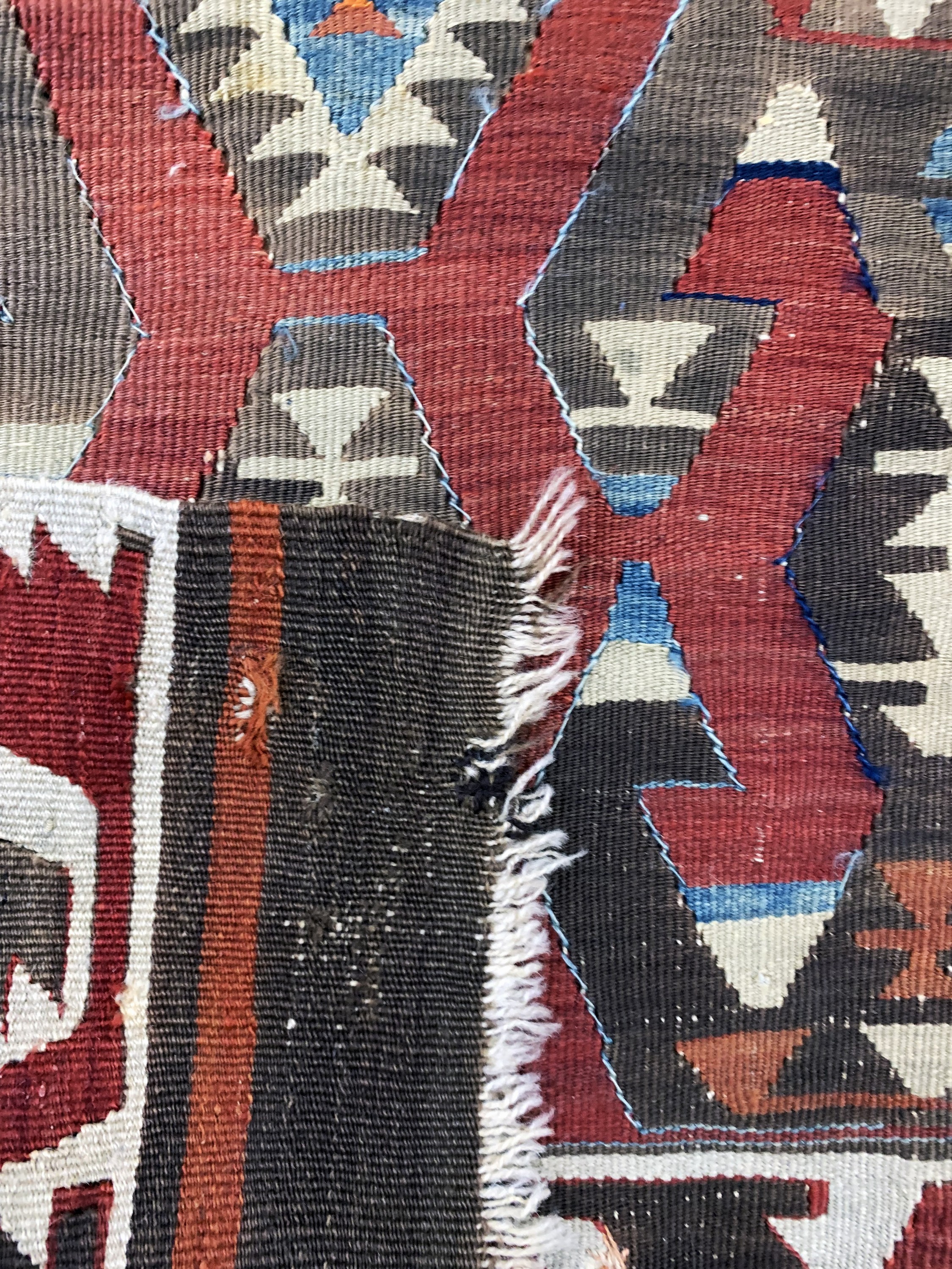 Detail d: Aydin Kelim antik, Türkei, um 1900, Wolle auf Wolle, ca. 340 x 83 cm, EHZ: 3-4