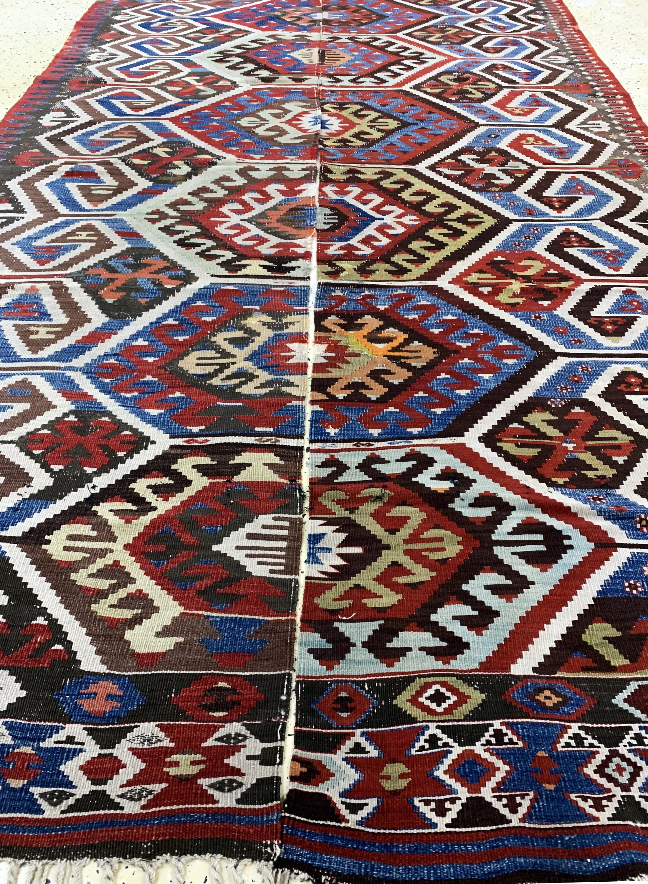 Detail f: Karaman Kelim antik, Türkei, 19.Jhd, Wolle auf Wolle, ca. 320 x 183 cm, EHZ: 3(2 getrennte Bahnen)