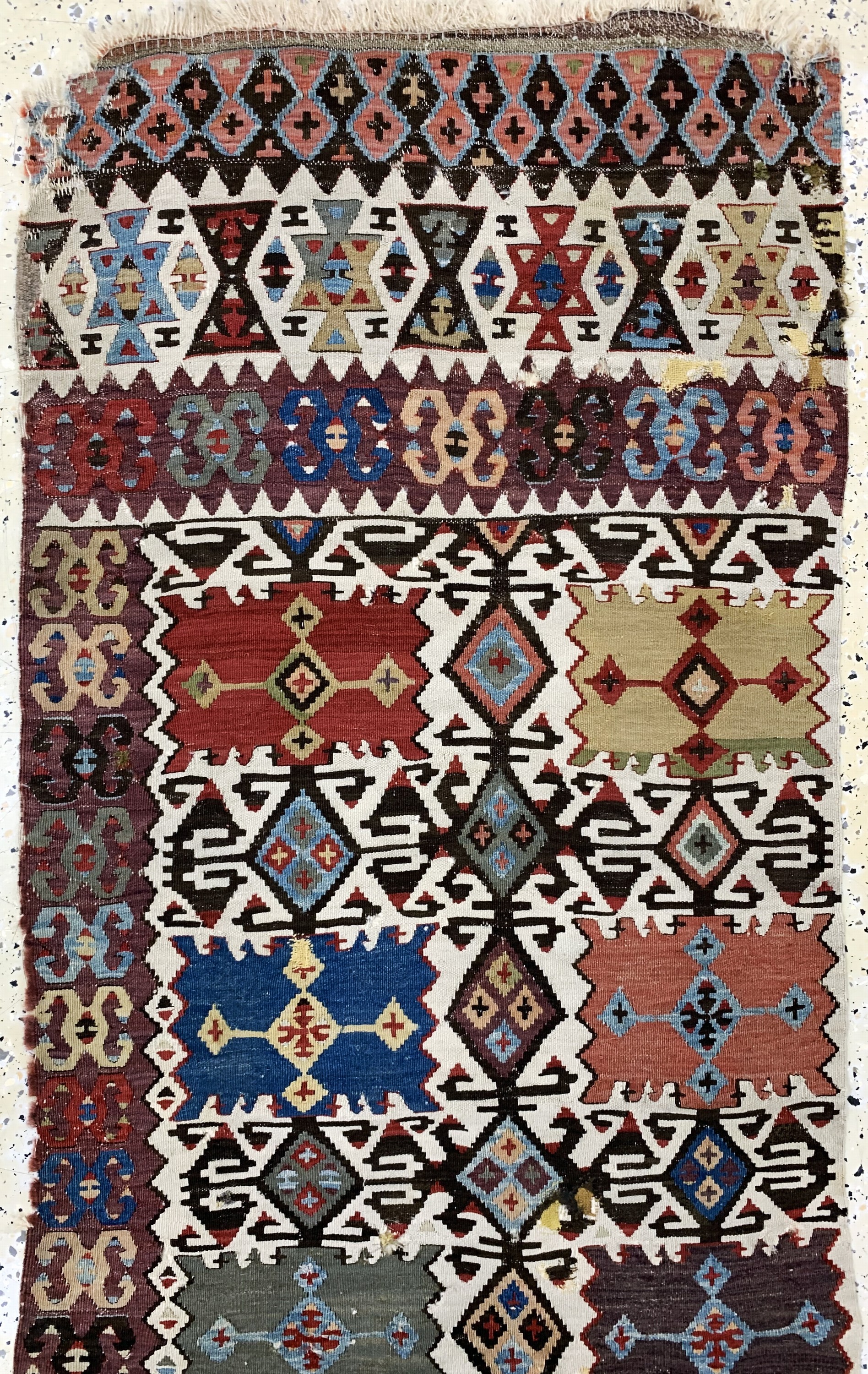 Detail a: Konya Kelim antik, Türkei, 19.Jhd, Wolle auf Wolle, ca. 407 x 77 cm, EHZ: 4