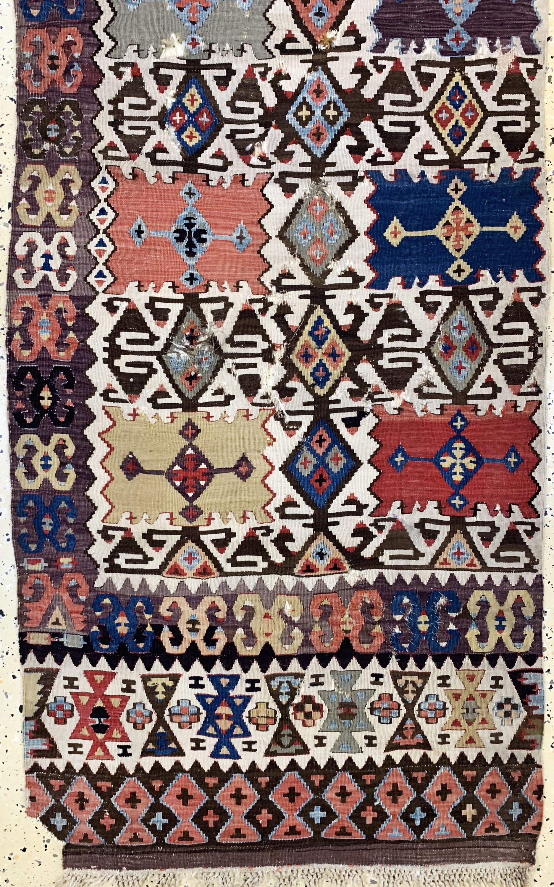 Detail d: Konya Kelim antik, Türkei, 19.Jhd, Wolle auf Wolle, ca. 407 x 77 cm, EHZ: 4