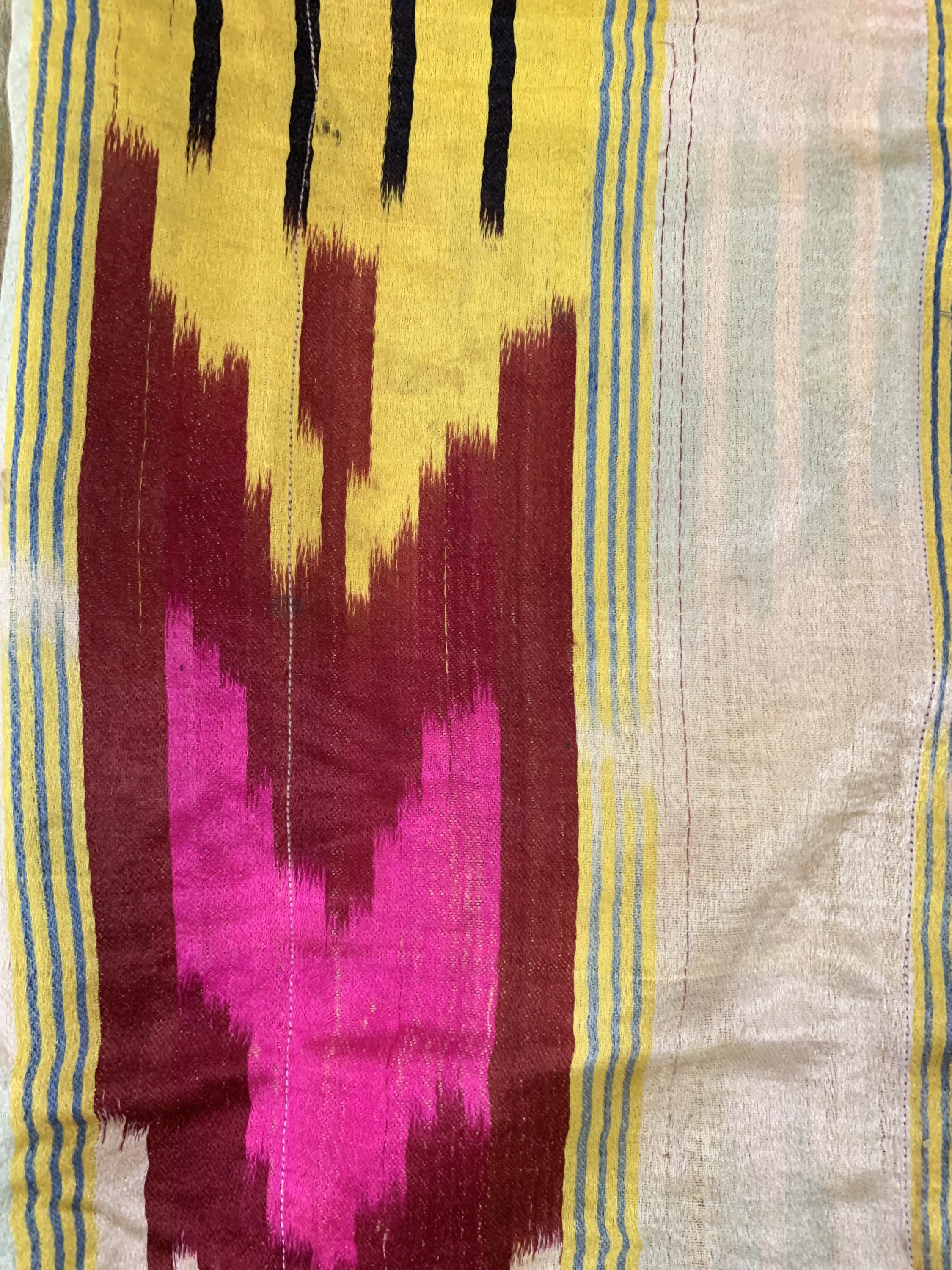 Detail c: Antike"Ikat"Tuch, Uzbekistan, um 1900, Seide, ca. 105 x 105 cm, EHZ: 2-3