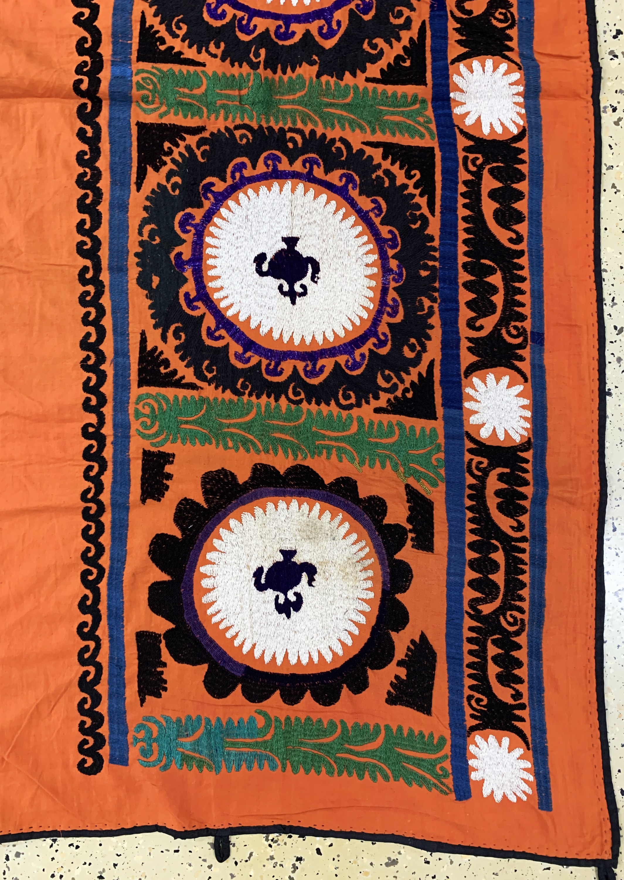 Detail a: "Susani"alt, Uzbekistan, Anfang 20.Jhd, Baumwollstickerei, ca. 185 x 148 cm, EHZ: 2