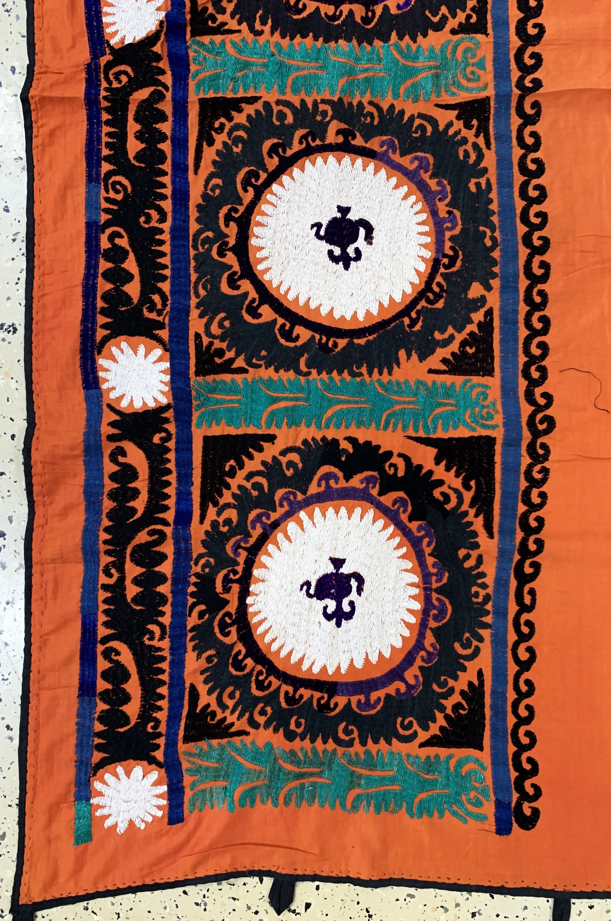 Detail b: "Susani"alt, Uzbekistan, Anfang 20.Jhd, Baumwollstickerei, ca. 185 x 148 cm, EHZ: 2