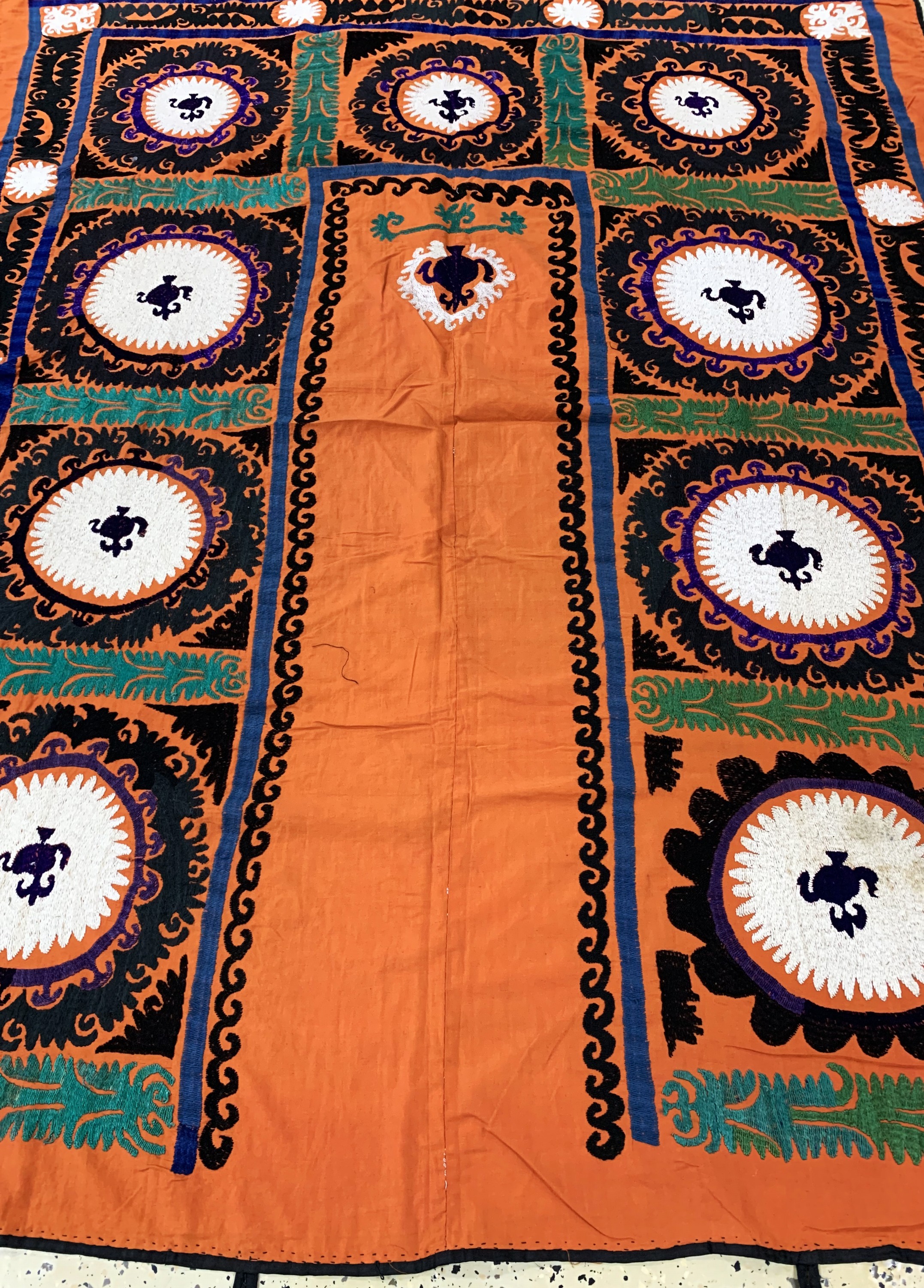 Detail d: "Susani"alt, Uzbekistan, Anfang 20.Jhd, Baumwollstickerei, ca. 185 x 148 cm, EHZ: 2