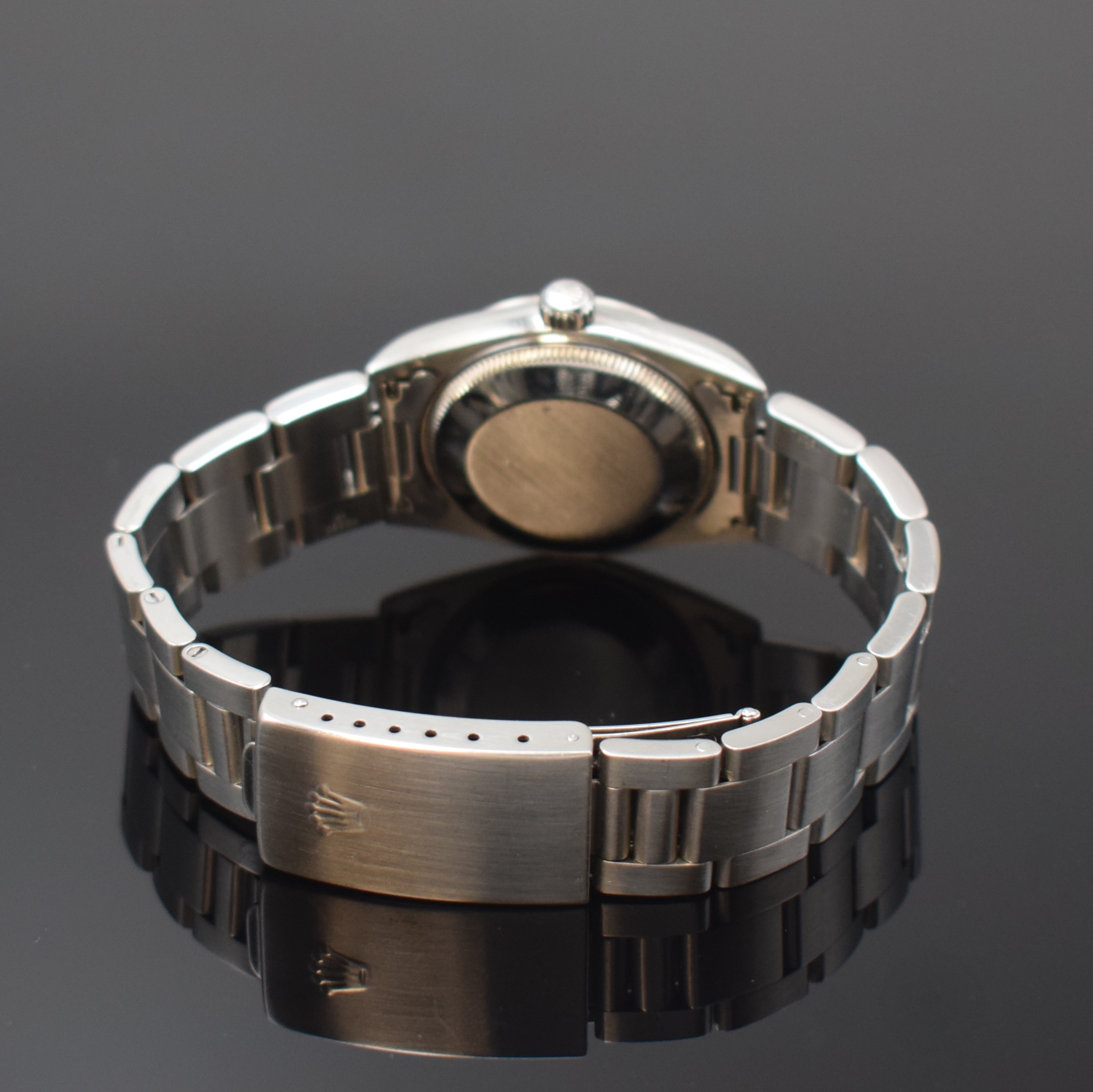 Detail b: ROLEX Mediumarmbanduhr Oyster Perpetual Referenz 77080, Automatik, Schweiz um 2002, Edelstahlgeh. inkl. Oysterband m. Faltschl., Boden und Krone ...