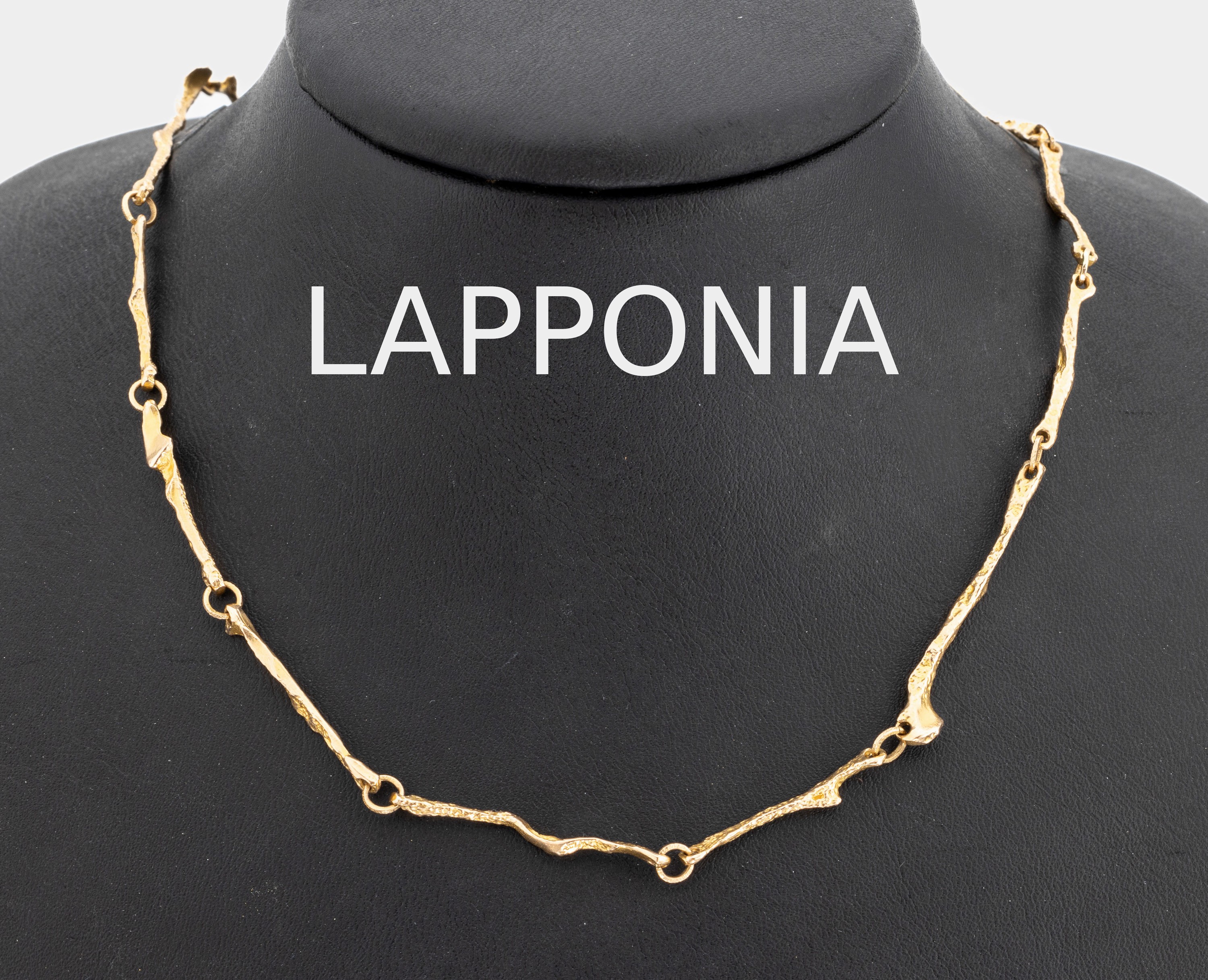 14 kt Gold LAPPONIA Collier, GG 585/000, typ. abstraktes Lapponia Design, L. ca. 50 cm,ca. 14.7 g, Punze verschlagen, Federringschließe ersetzt
