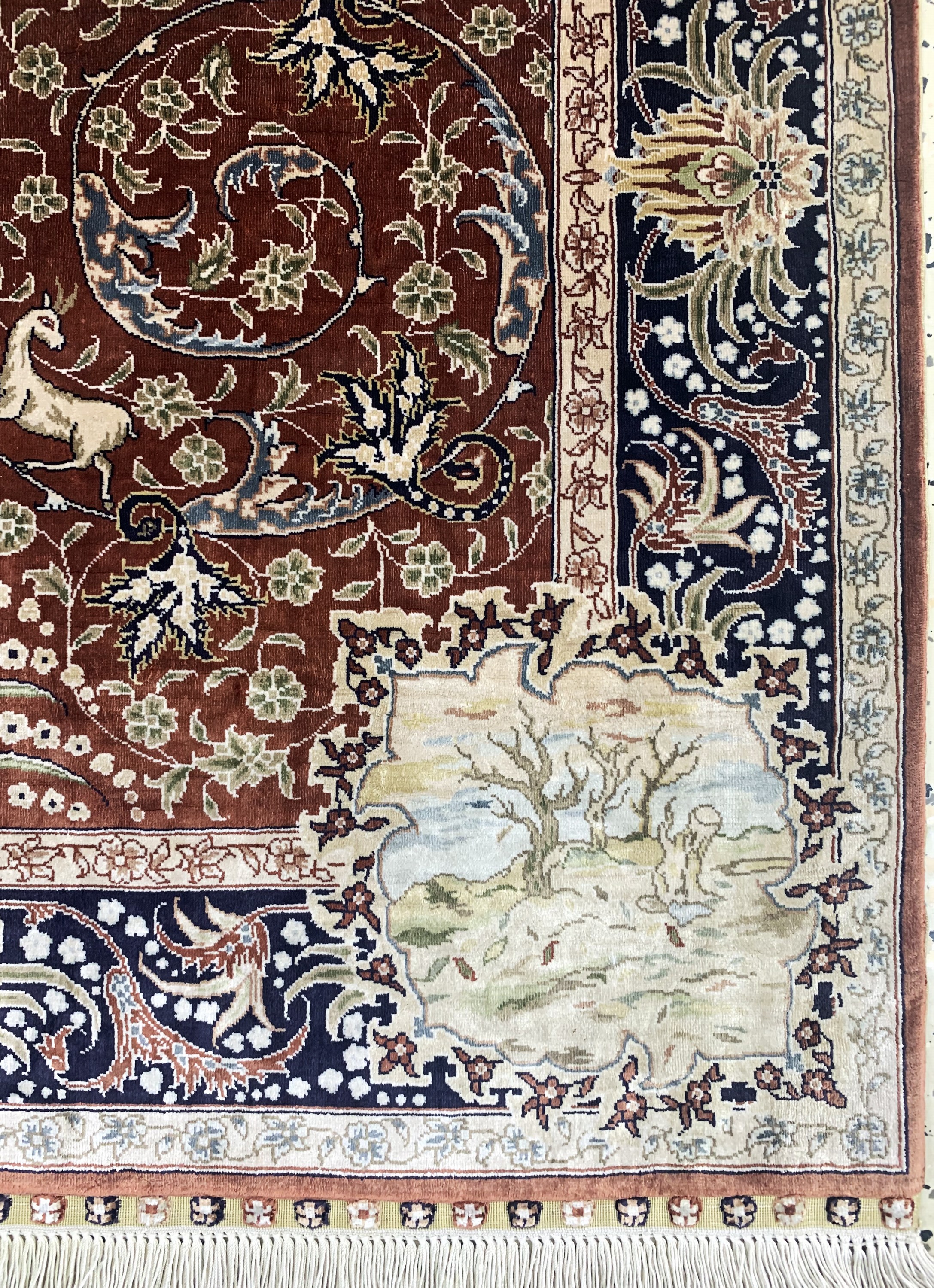 Detail a: Hereke Seide fein, China, Ende 20.Jhd, reine Naturseide, ca. 123 x 80 cm, ca. 1,0 Mio. Kn/qm, EHZ: 1-2