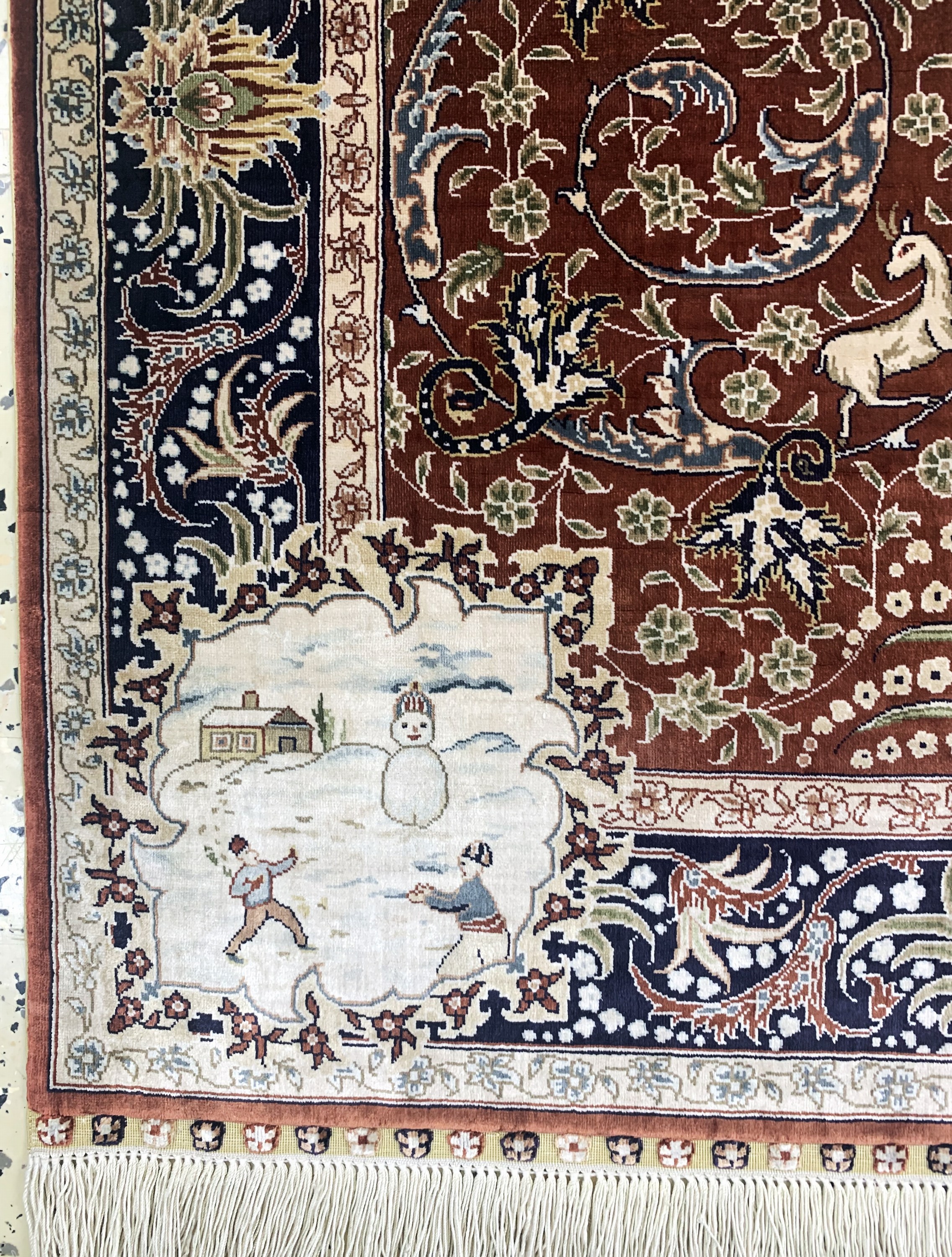 Detail b: Hereke Seide fein, China, Ende 20.Jhd, reine Naturseide, ca. 123 x 80 cm, ca. 1,0 Mio. Kn/qm, EHZ: 1-2