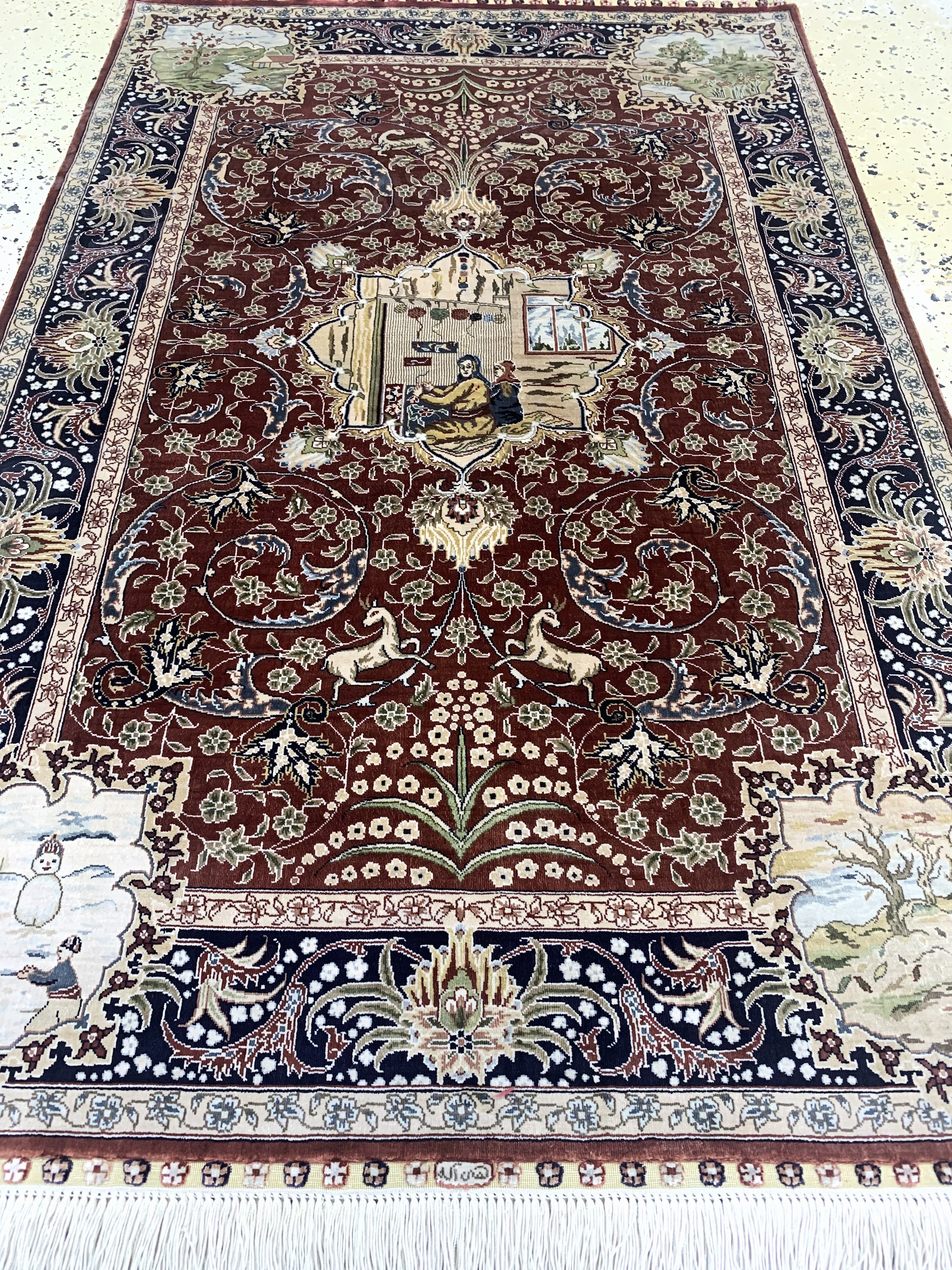 Detail f: Hereke Seide fein, China, Ende 20.Jhd, reine Naturseide, ca. 123 x 80 cm, ca. 1,0 Mio. Kn/qm, EHZ: 1-2