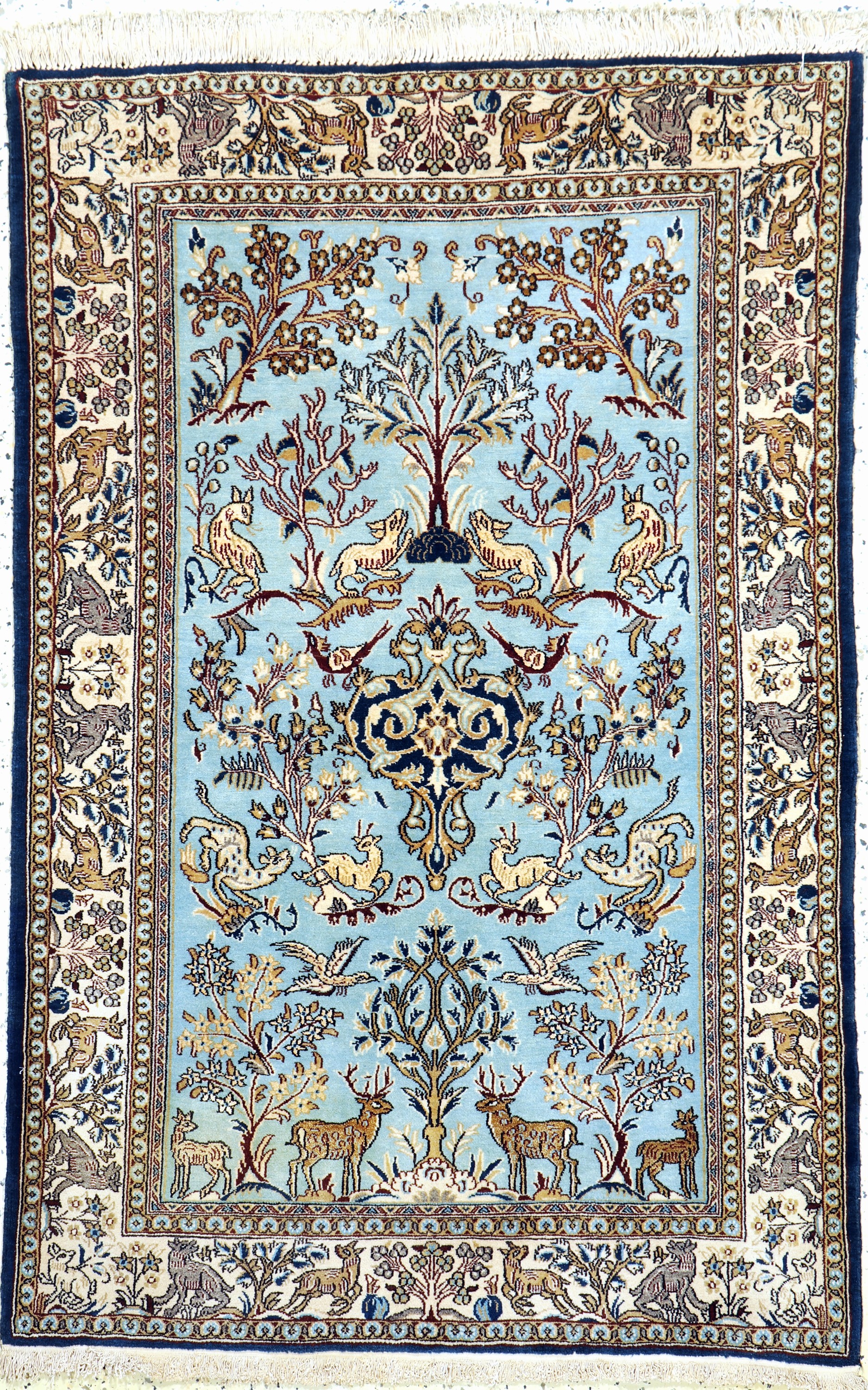 Ghom alt, Persien, Mitte 20.Jhd, Wolle mit Seide, ca. 160 x 106 cm, Reinigungsbedürftig, EHZ: 2