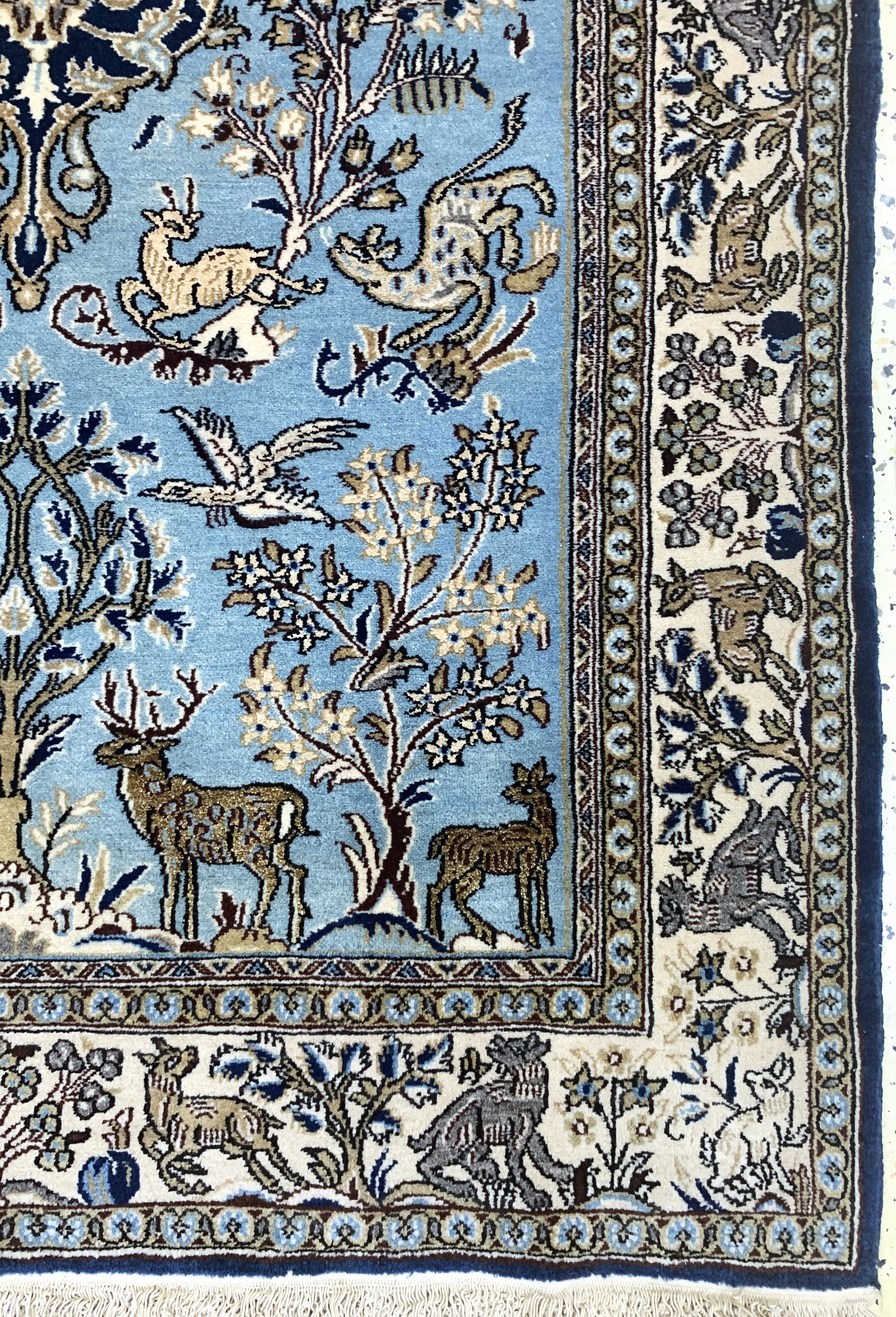 Detail a: Ghom alt, Persien, Mitte 20.Jhd, Wolle mit Seide, ca. 160 x 106 cm, Reinigungsbedürftig, EHZ: 2