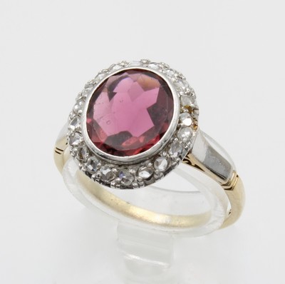 Image 26862158 - Ring mit Turmalin und Diamanten, GG 585/000 z.T. rhod., rosa Turmalin ca. 10x8 mm, Diam. ...
